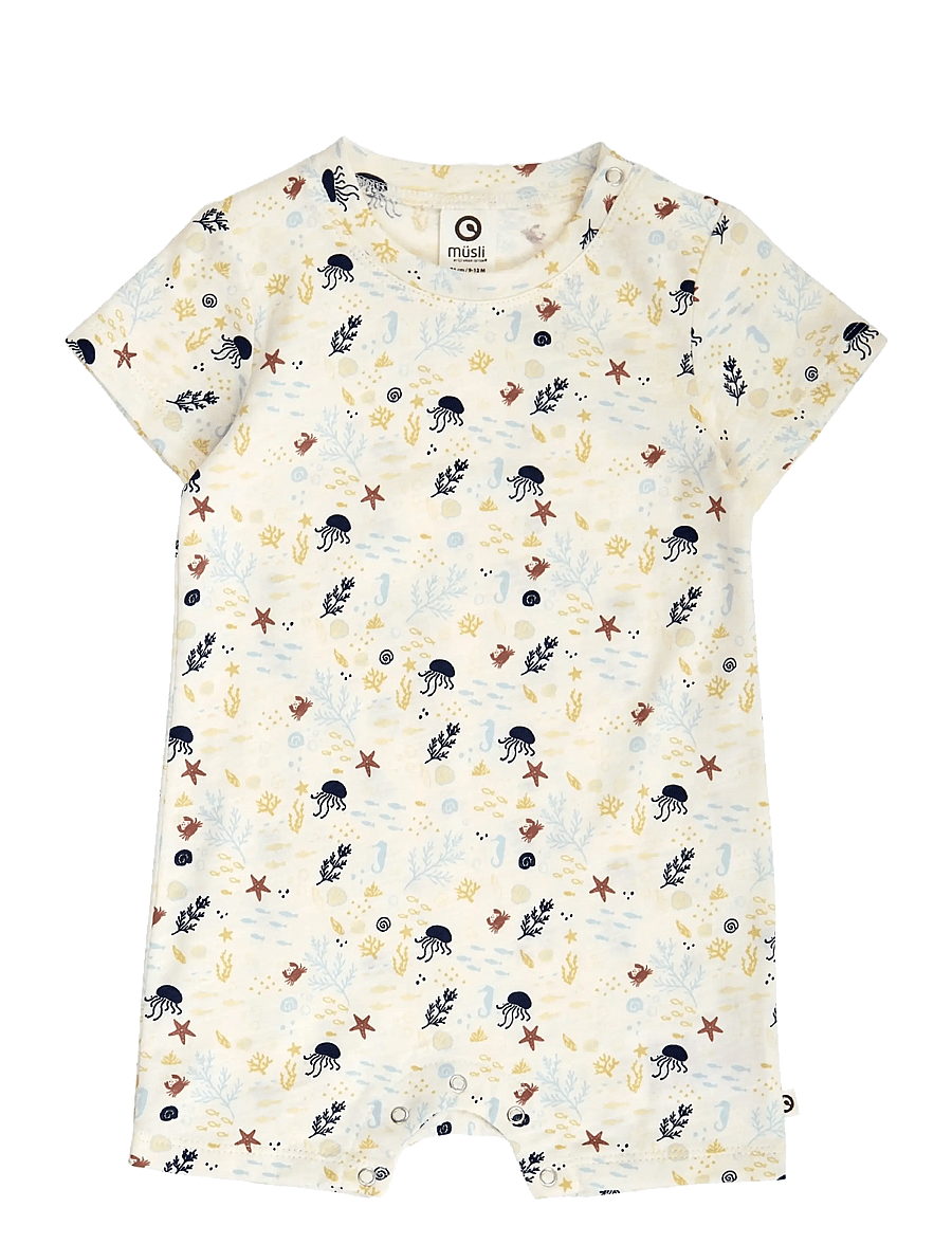 Müsli by Green Cotton - Sea beach body - kortærmede bodyer - tofu/ hemp/ navy - 0