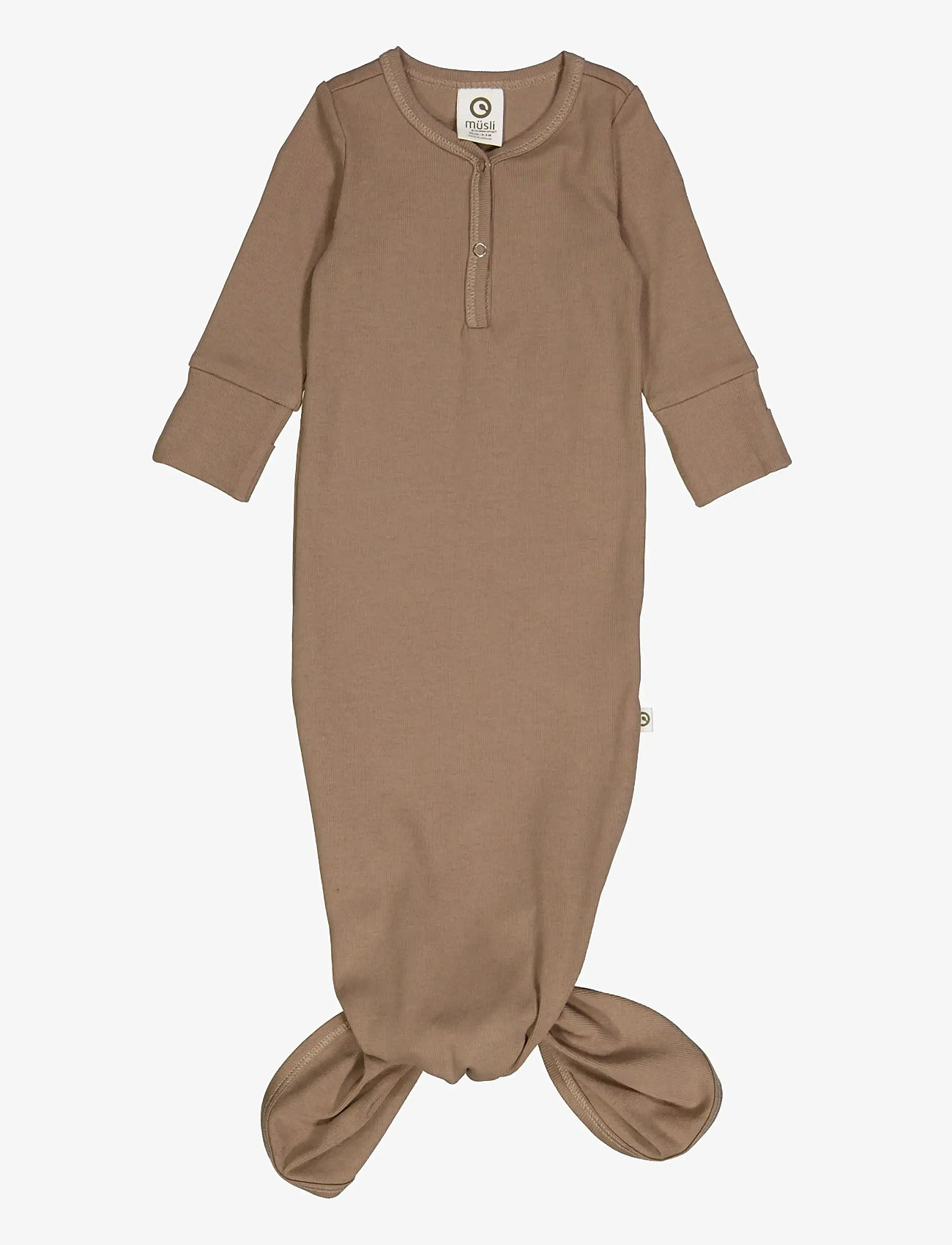 Müsli by Green Cotton - Rib l/s knot gown - Öösärgid - walnut - 1