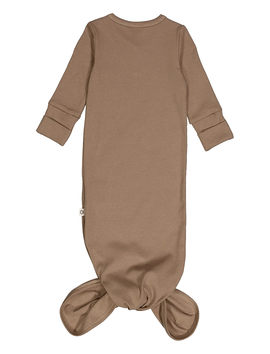 Müsli by Green Cotton - Rib l/s knot gown - chemises de nuit - walnut - 2