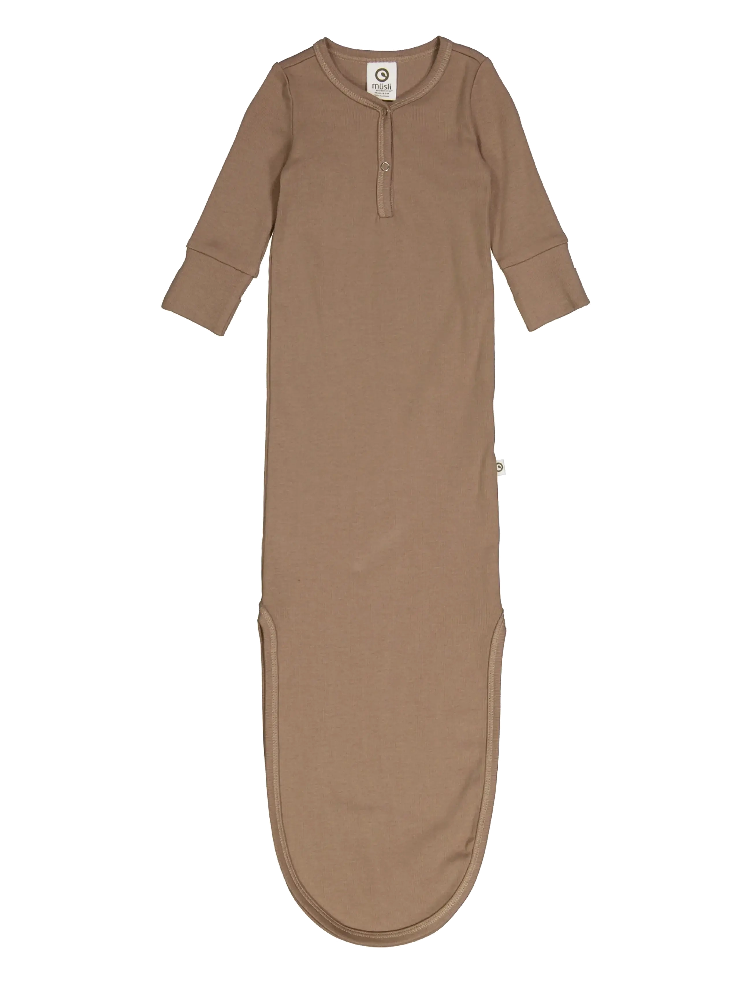 Müsli by Green Cotton - Rib l/s knot gown - chemises de nuit - walnut - 3