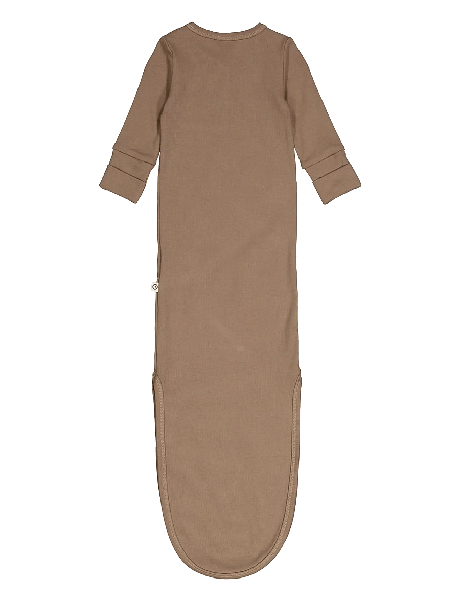 Müsli by Green Cotton - Rib l/s knot gown - chemises de nuit - walnut - 4