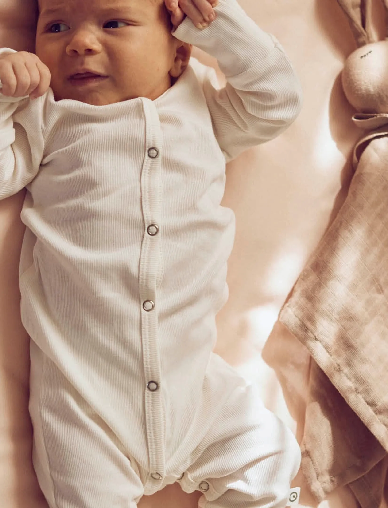 Müsli by Green Cotton Rib Bodysuit, 68, Cream, Bodysuits > Langærmede Bodysuits, Børn