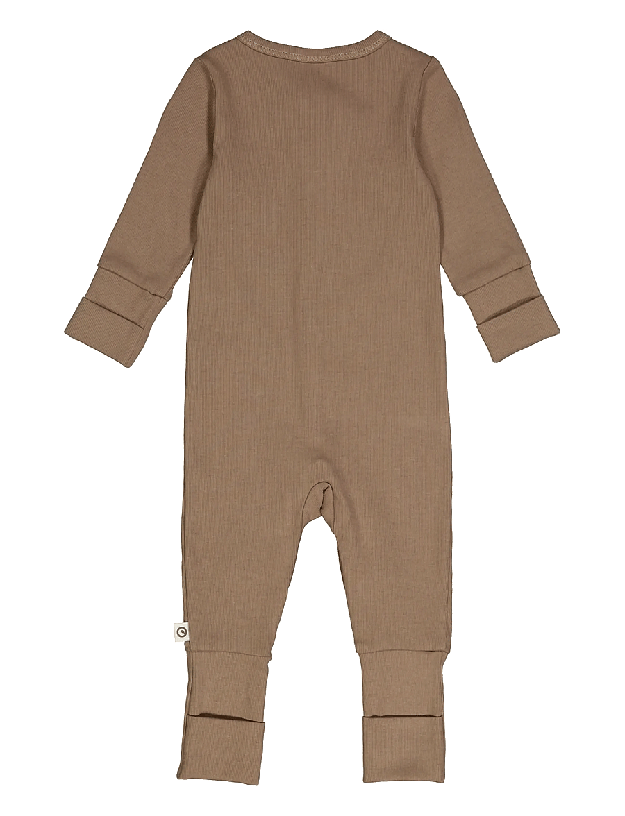 Müsli by Green Cotton - Rib bodysuit - långärmade bodysuits - walnut - 2