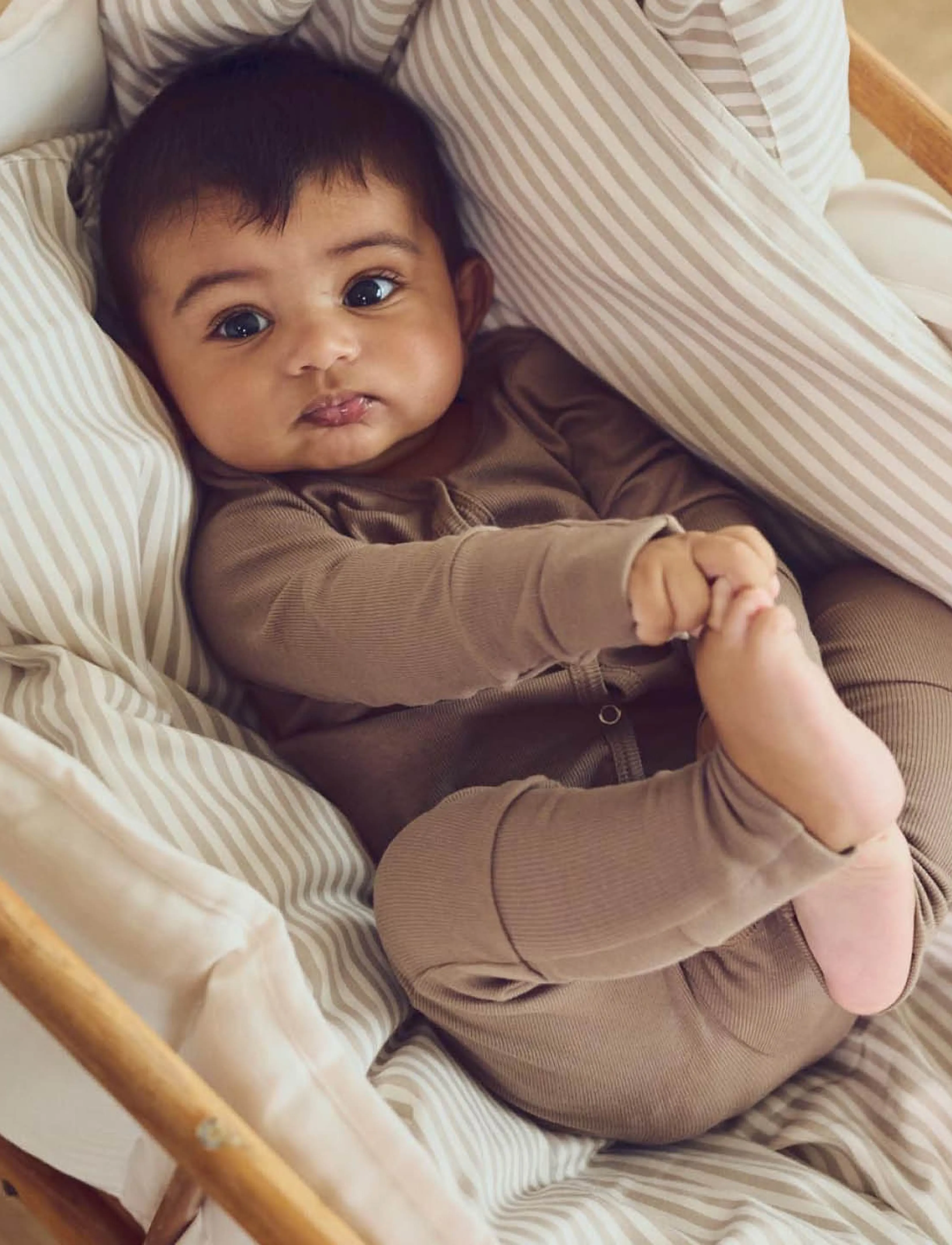 Müsli by Green Cotton Rib Bodysuit, 68, Brown, Bodysuits > Langærmede Bodysuits, Børn