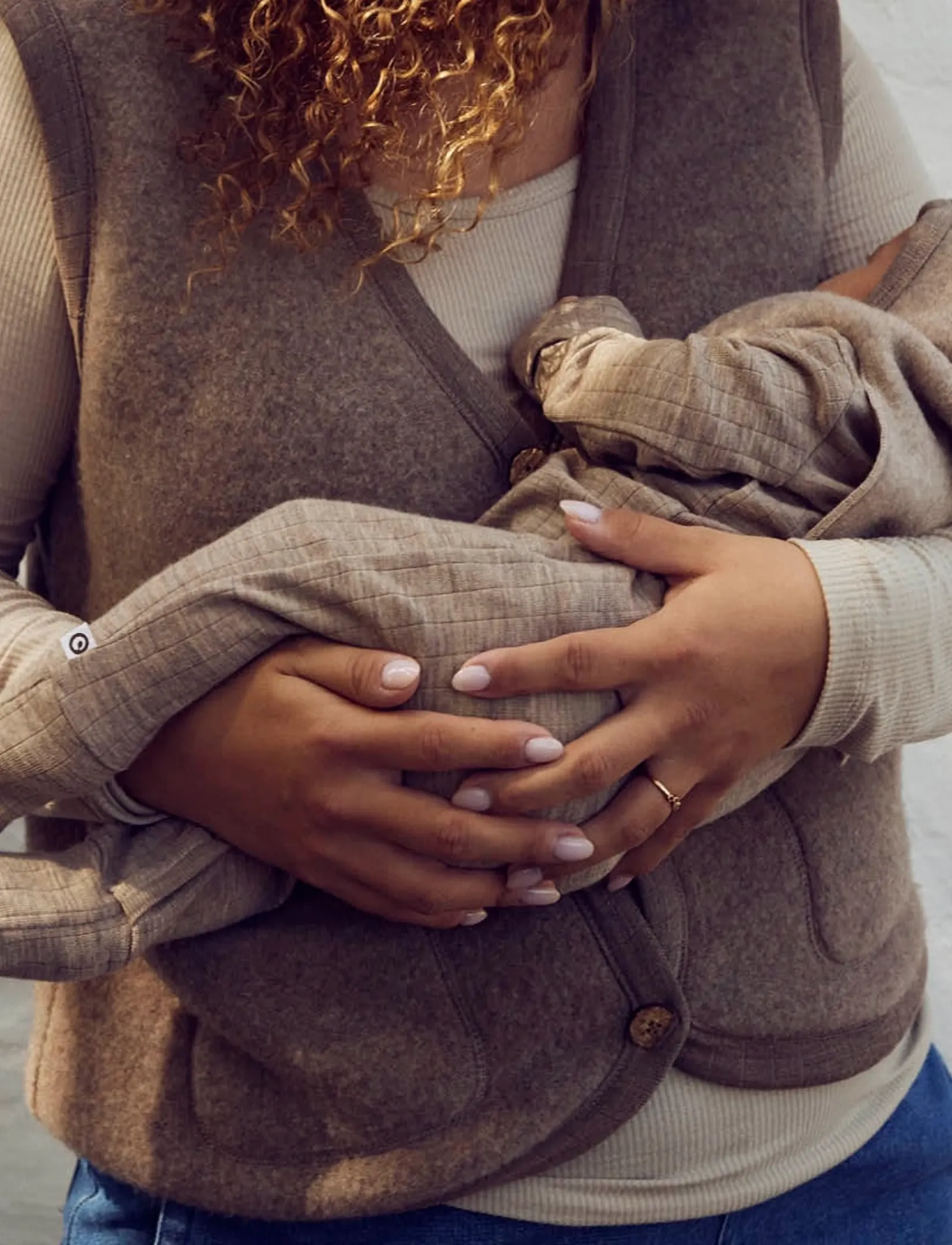 Müsli by Green Cotton Woolly Rib Bodysuit, 86, Beige, Bodysuits > Langærmede Bodysuits, Børn