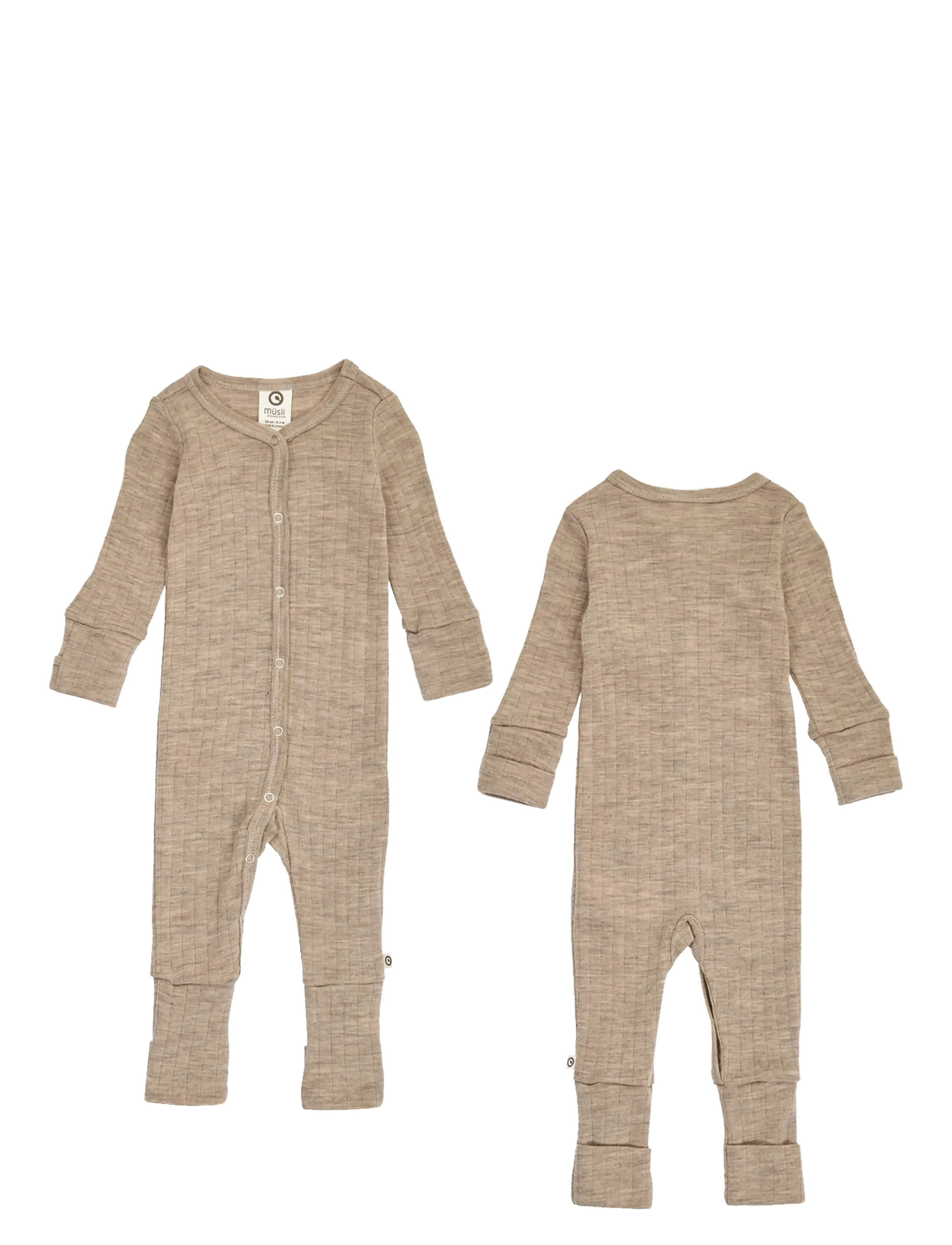 Müsli by Green Cotton - Woolly rib bodysuit - baselayer til baby - balsam melange - 3