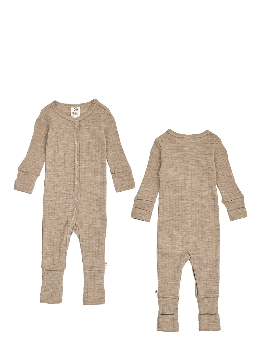 Müsli by Green Cotton - Woolly rib bodysuit - baselayer til baby - balsam melange - 3