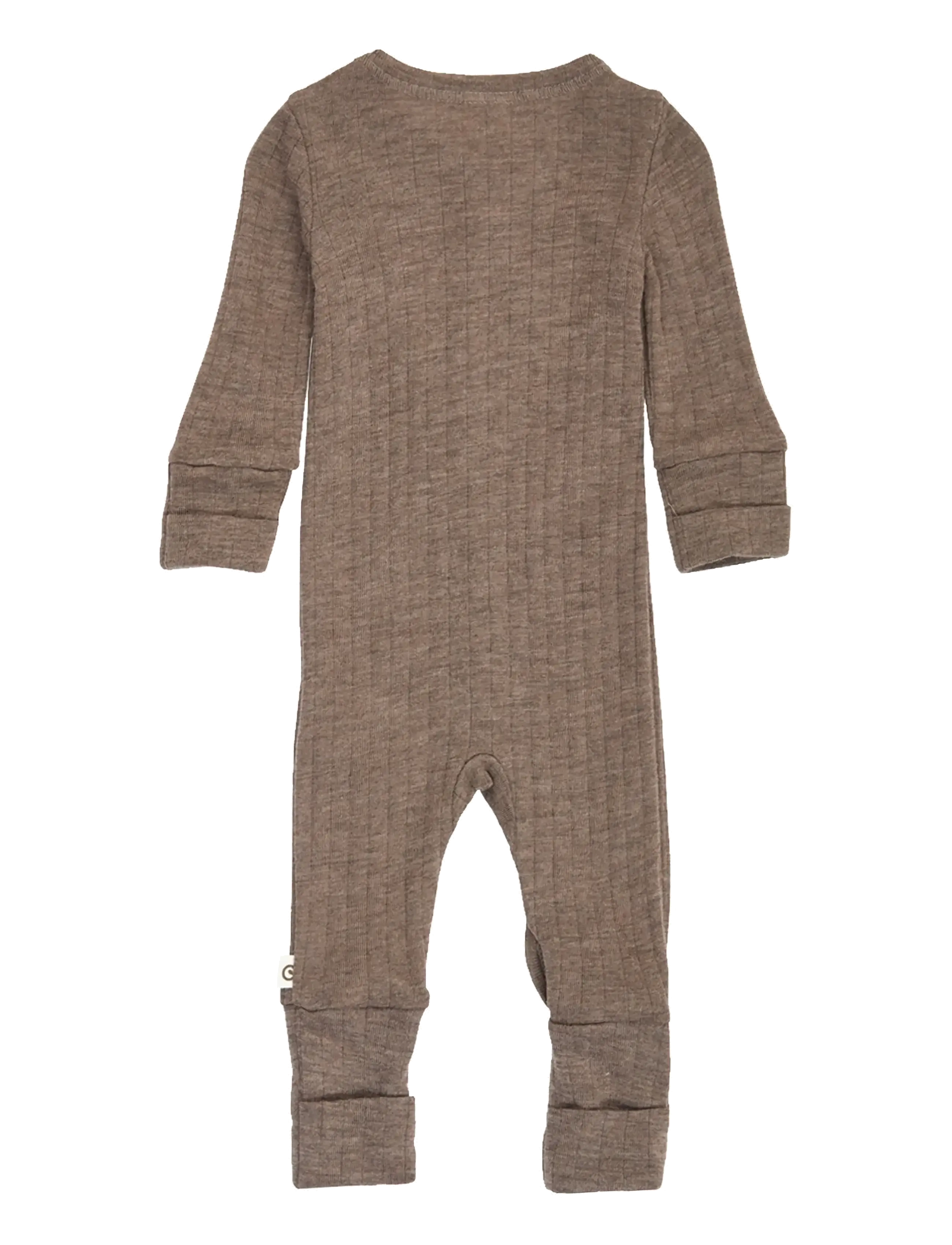 Müsli by Green Cotton - Woolly rib bodysuit - baselayer til baby - walnut melange - 2