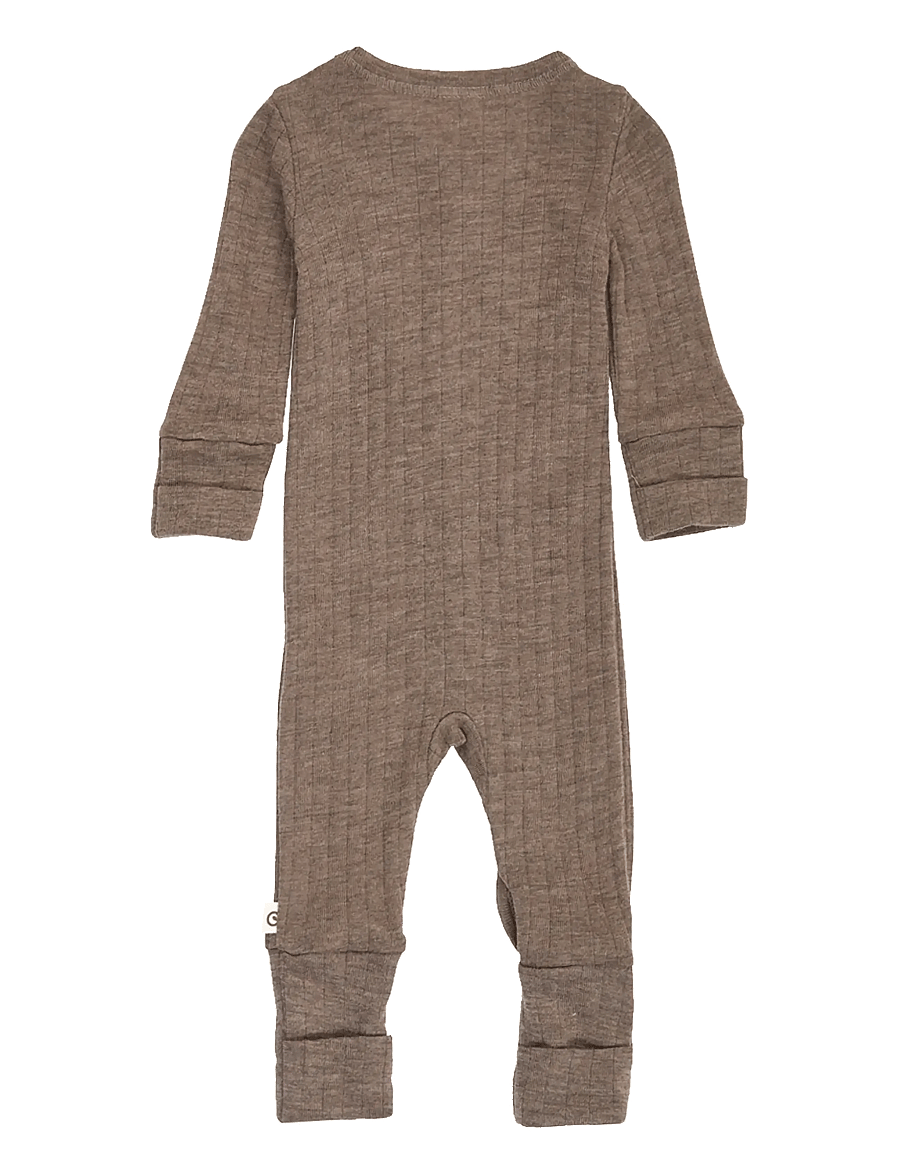 Müsli by Green Cotton - Woolly rib bodysuit - baselayer til baby - walnut melange - 2