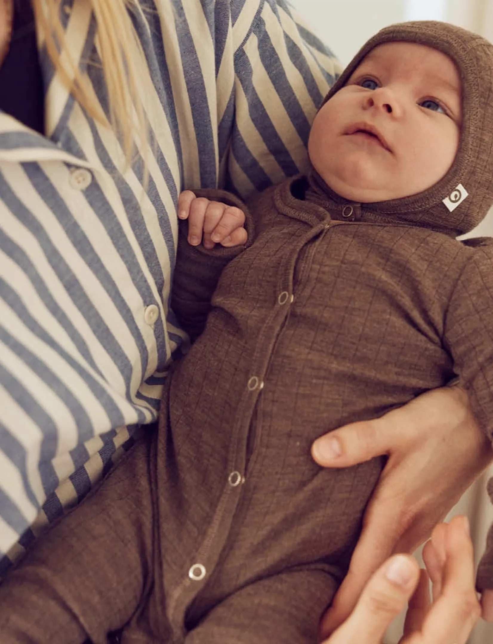 Müsli by Green Cotton Woolly Rib Bodysuit, 56, Brown, Bodysuits > Langærmede Bodysuits, Børn
