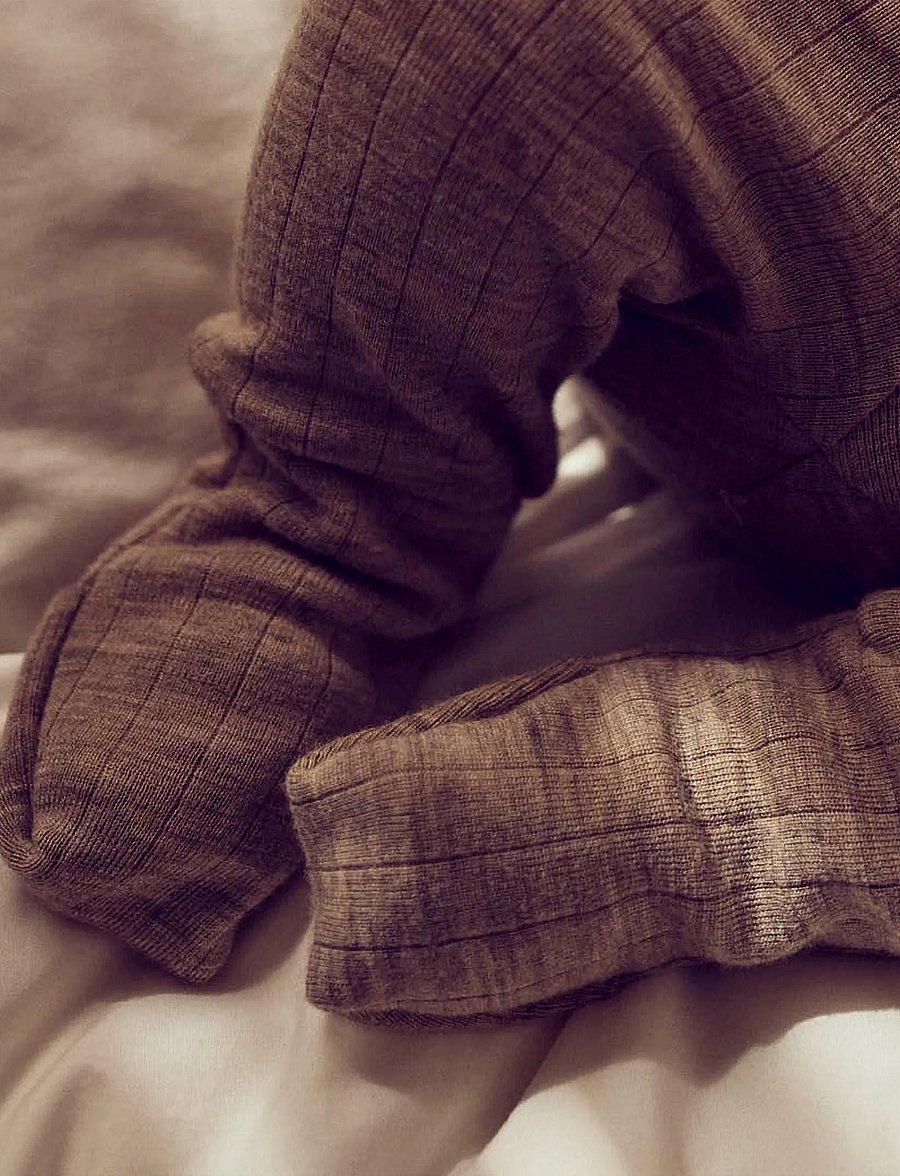 Müsli by Green Cotton - Woolly rib bodysuit - baselayer til baby - walnut melange - 4