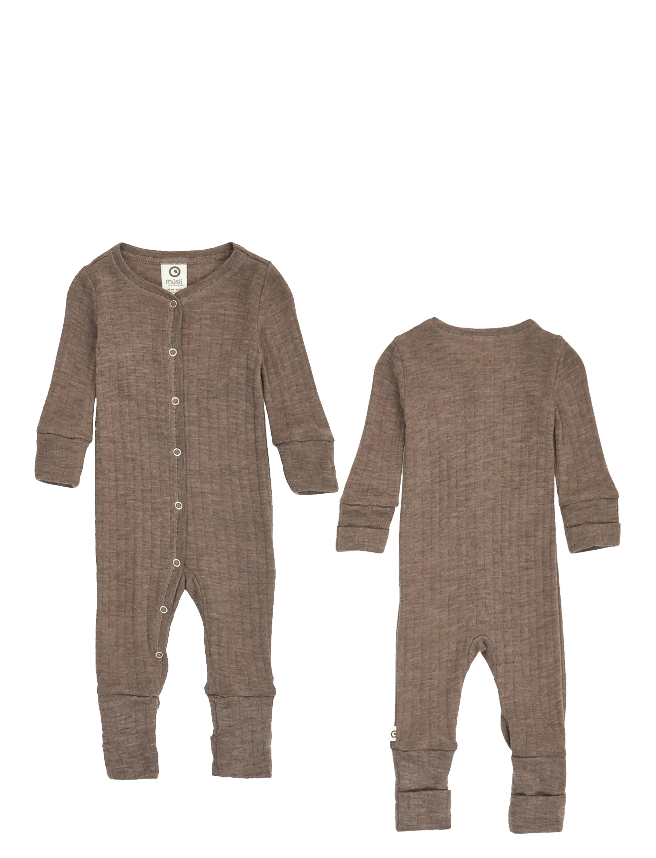 Müsli by Green Cotton - Woolly rib bodysuit - baselayer til baby - walnut melange - 3