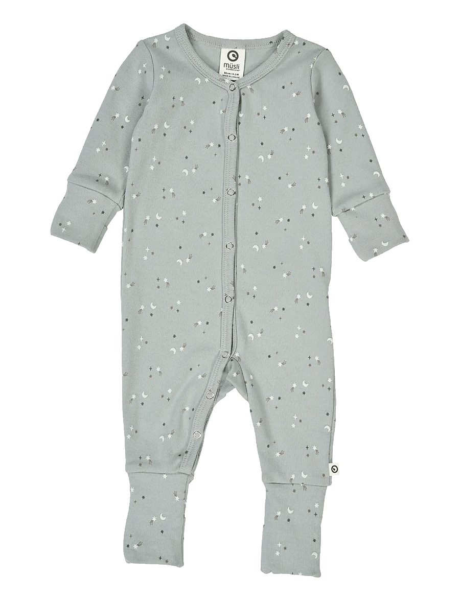 Müsli by Green Cotton - Stars bodysuit - langærmede heldragter - jasmin blue/ walnut/ stormy blue - 1
