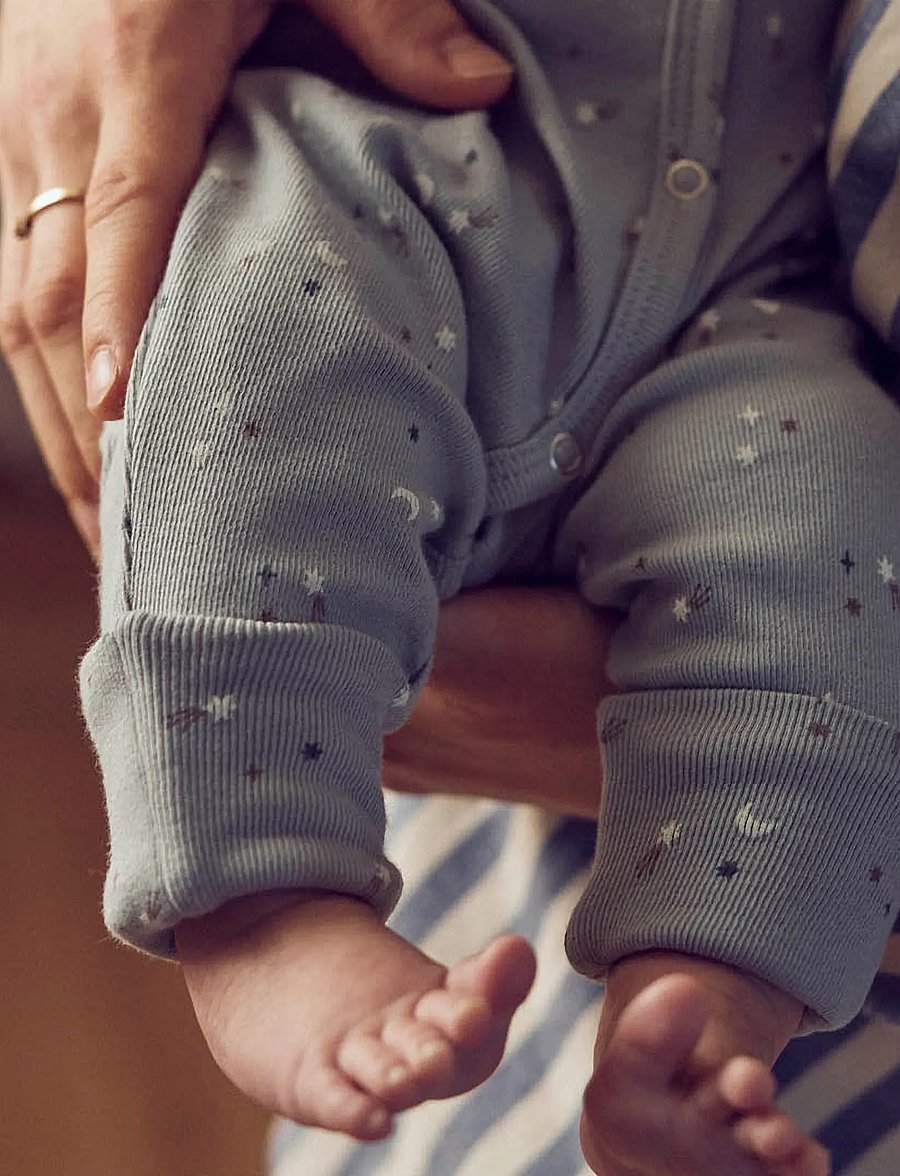 Müsli by Green Cotton - Stars bodysuit - langærmede heldragter - jasmin blue/ walnut/ stormy blue - 3