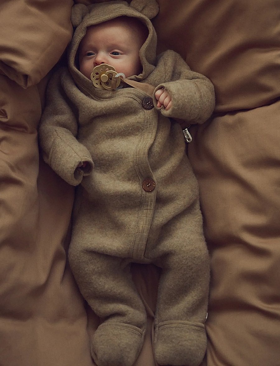 Müsli by Green Cotton - Woolly fleece suit - fleece sæt - balsam melange - 0