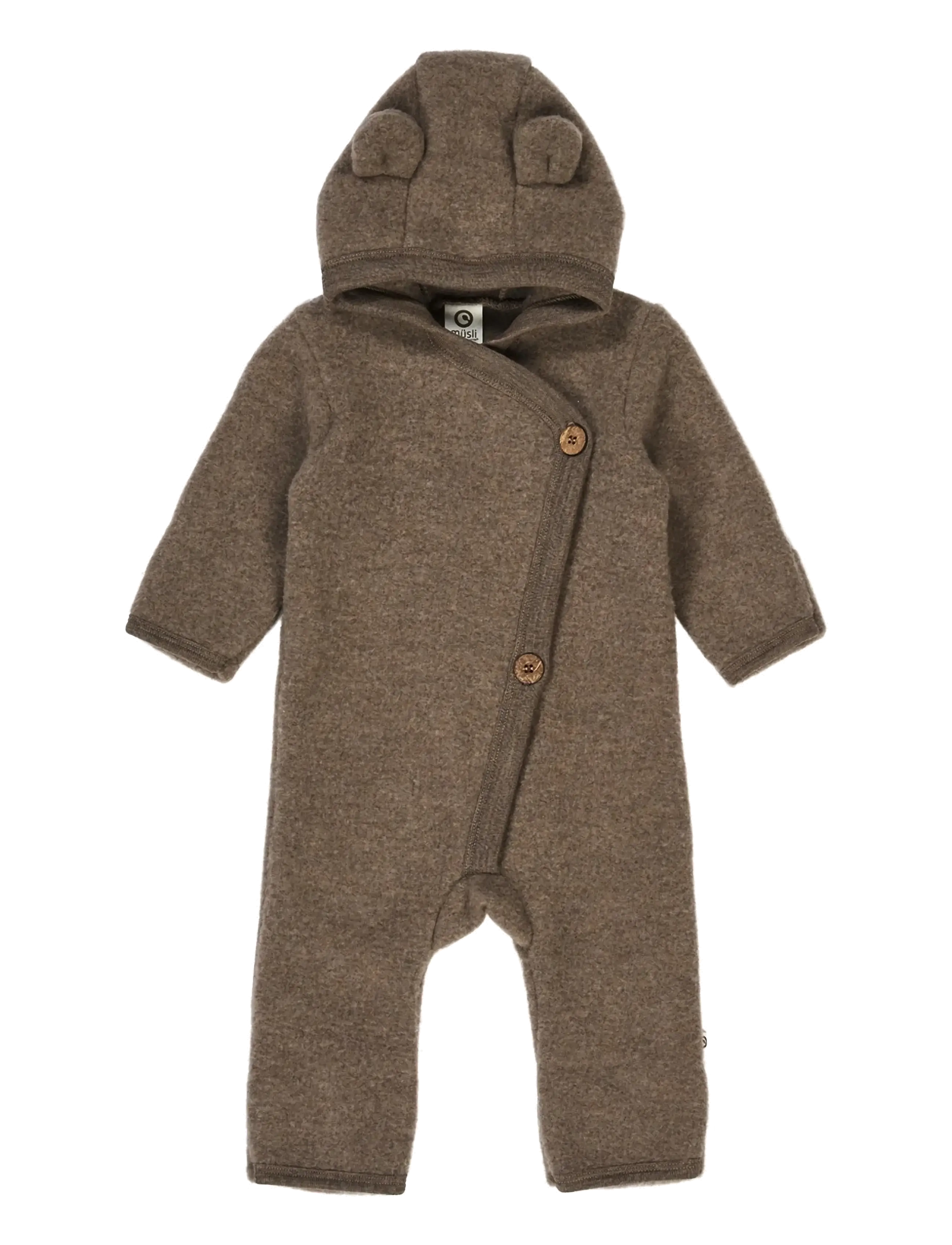 Müsli by Green Cotton Woolly fleece suit - Fleece sæt - WALNUT MELANGE / brown