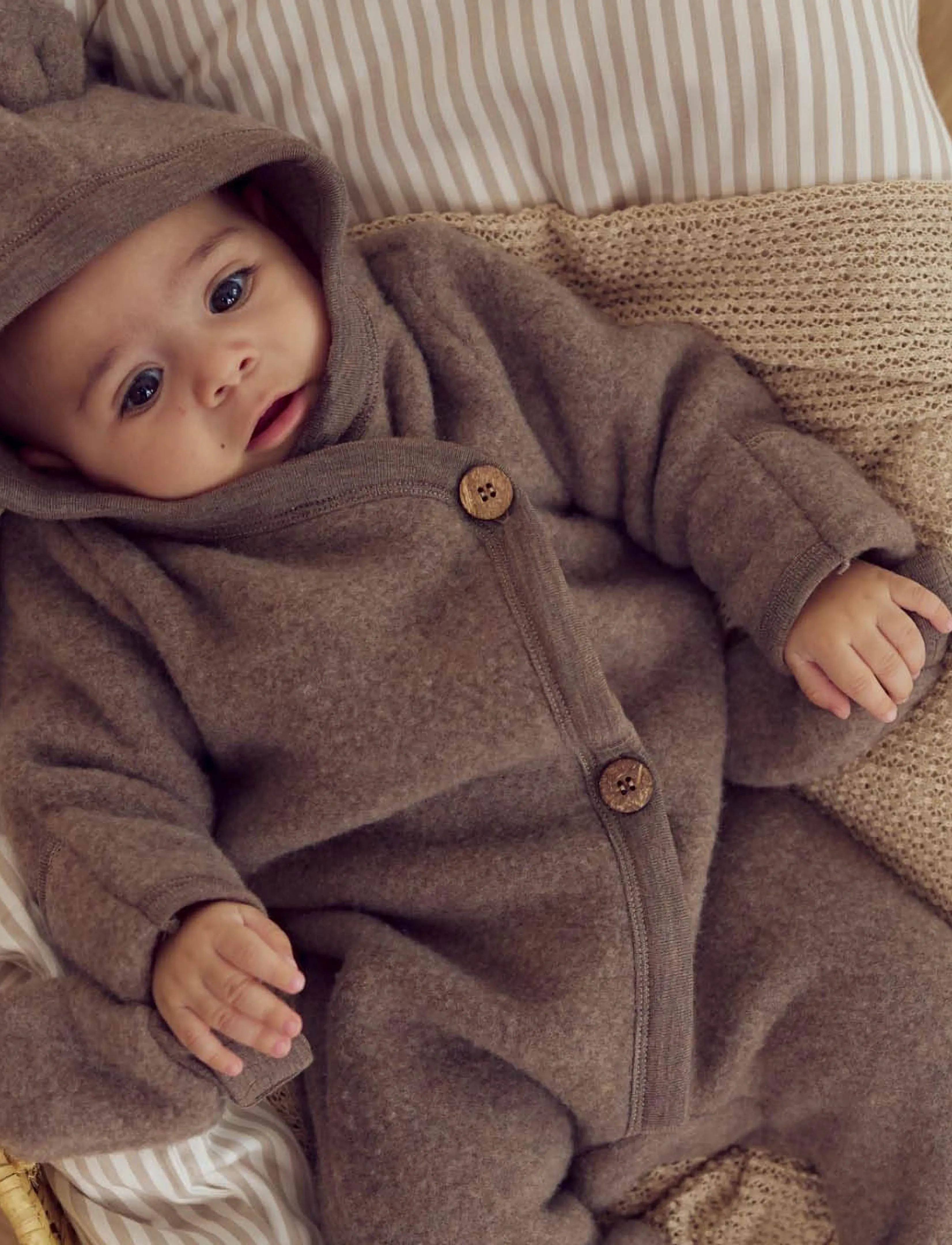 Müsli by Green Cotton Woolly Fleece Suit, 80/86, Oberbekleidung, Braun - Suits, Kinder