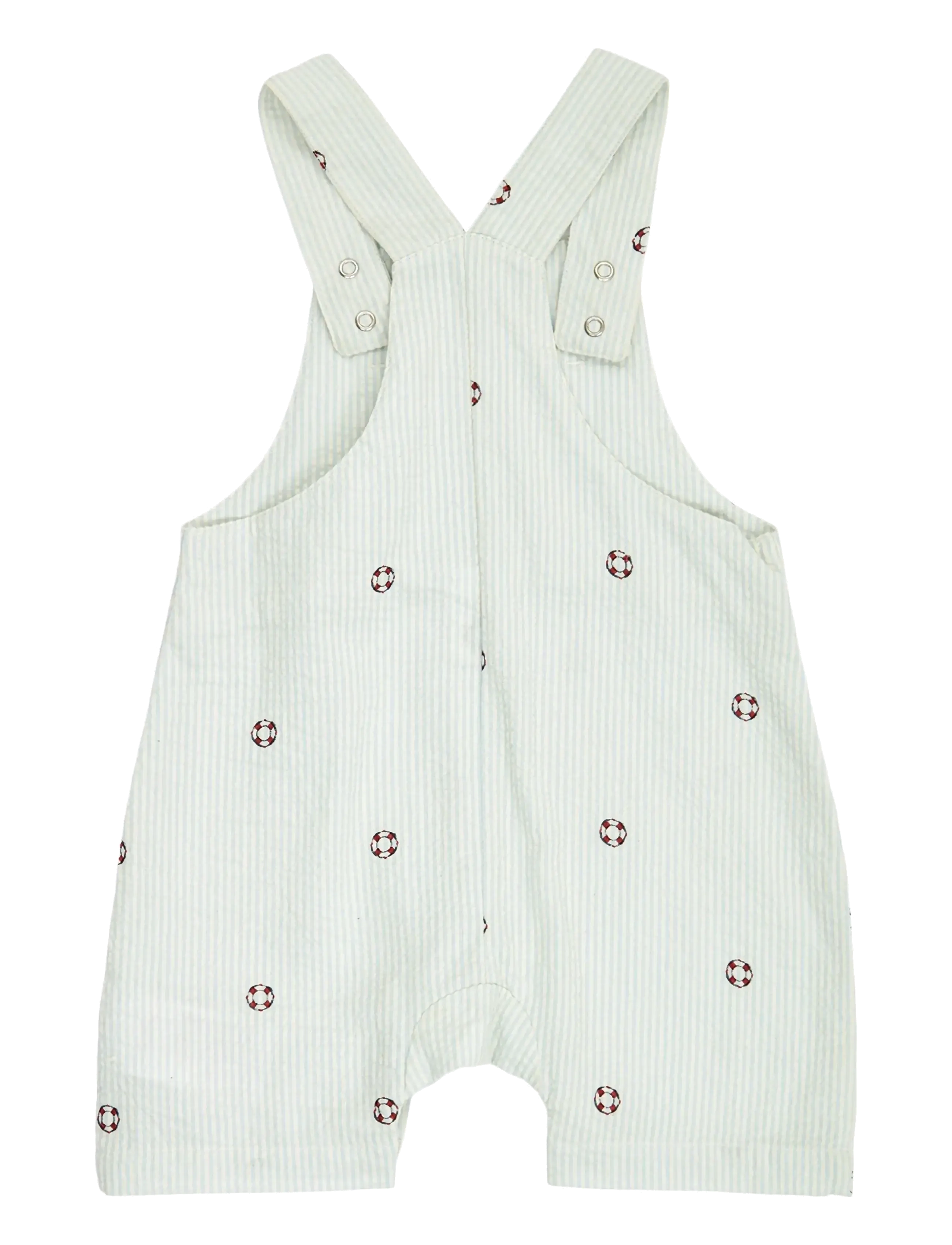 Müsli by Green Cotton - Seersucker stripe overalls baby - buksedragter - tofu/ ocean/ mineral red - 2