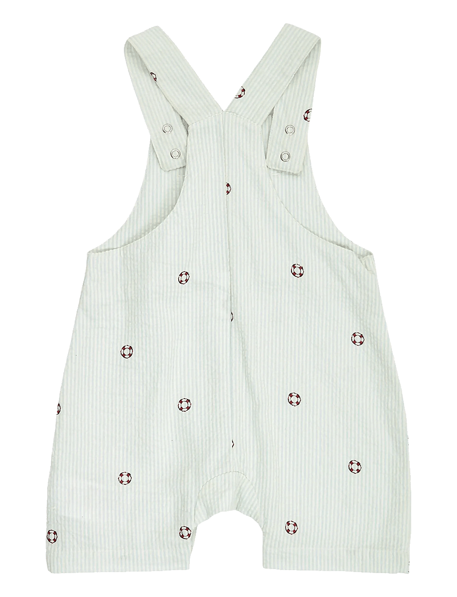 Müsli by Green Cotton - Seersucker stripe overalls baby - buksedragter - tofu/ ocean/ mineral red - 2