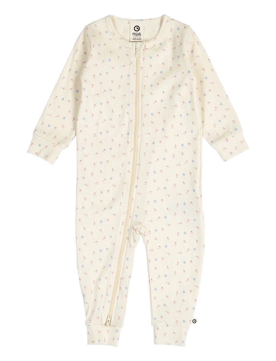 Müsli by Green Cotton - Spring zip bodysuit - langärmelig - tofu/ nectar/ shell blue - 0