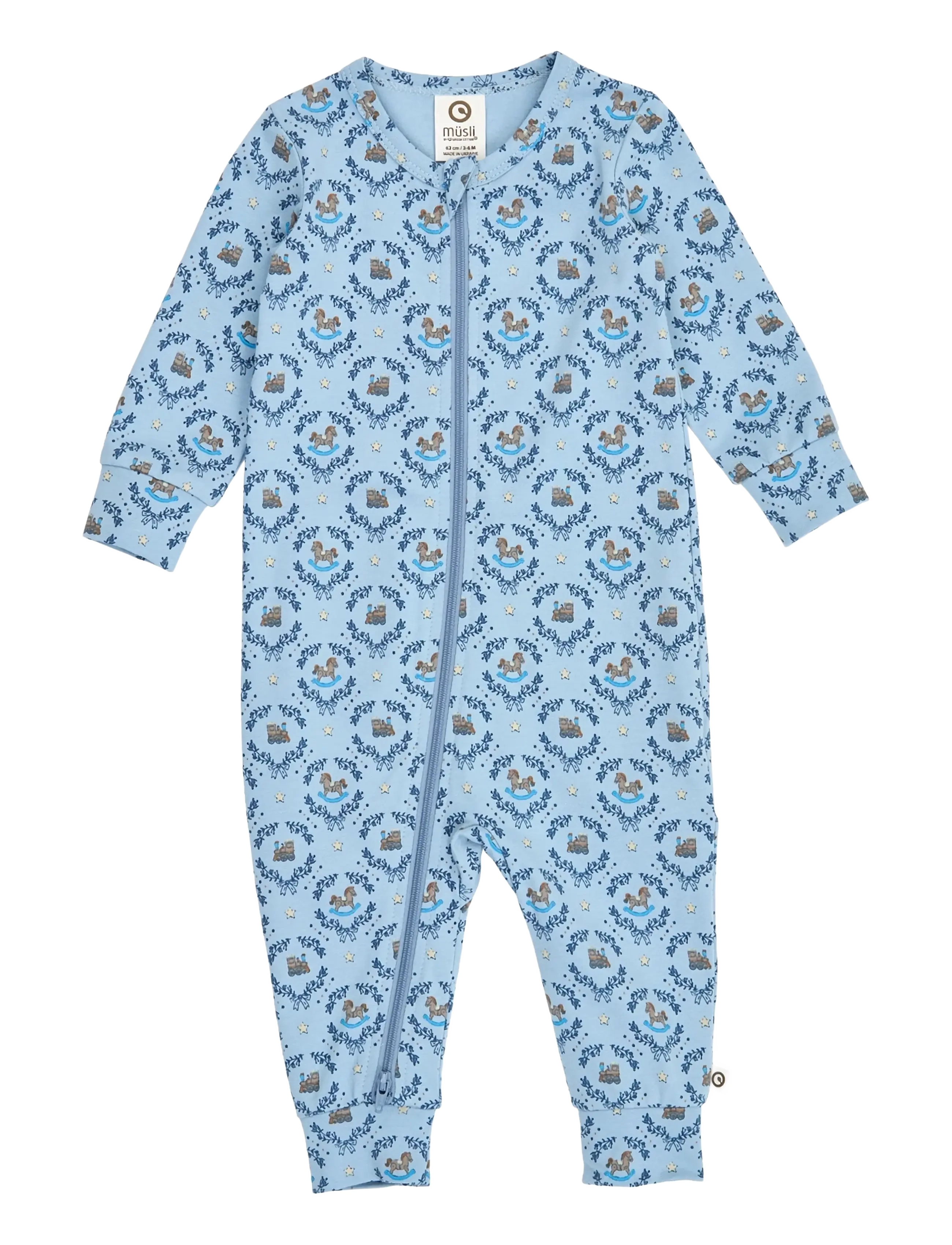 Müsli Heritage train zip bodysuit - Bodysuits - SOFT BLUE/ NAVY/ OAK / blue