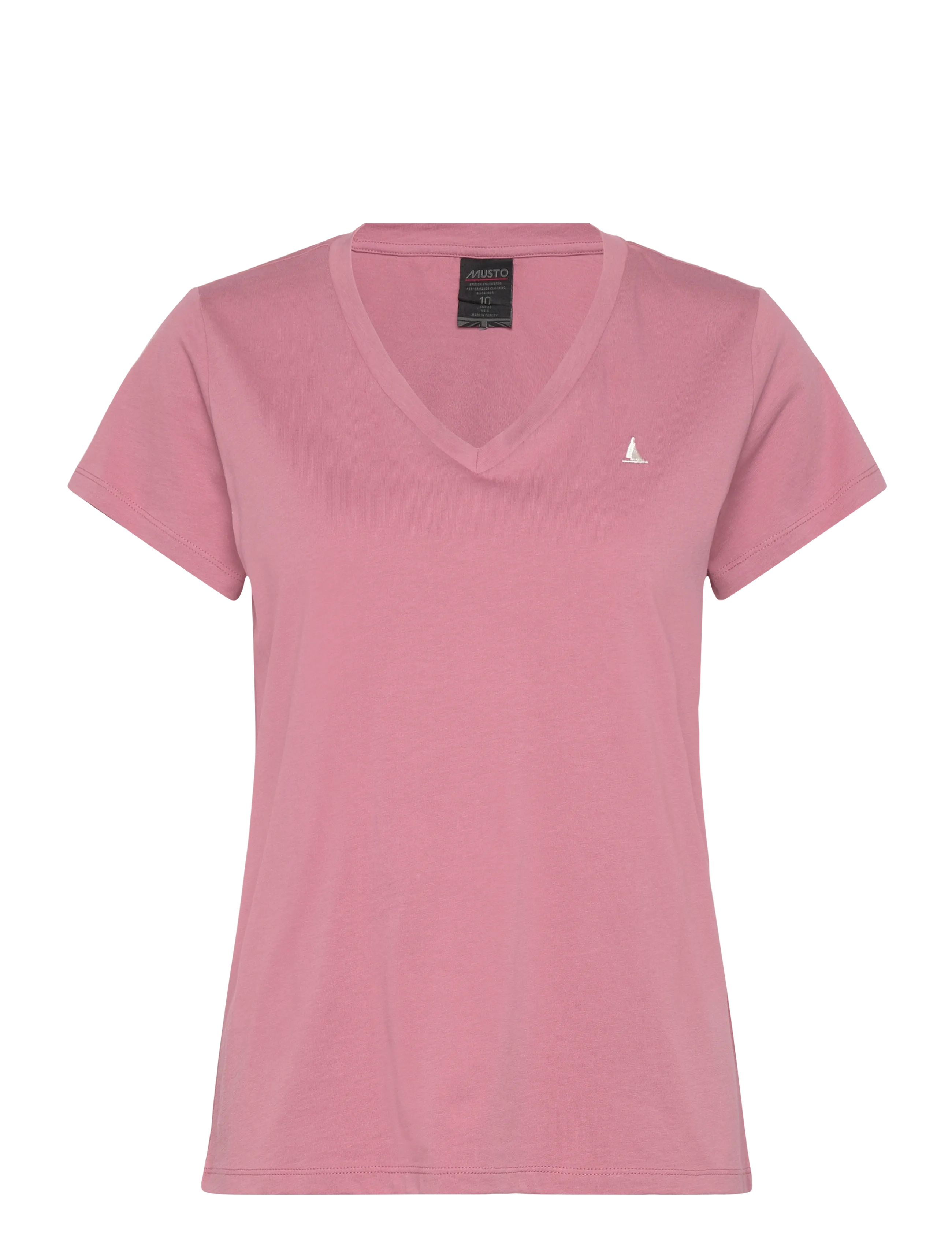 MUSTO W Original V Neck Ss Tee Pink - L - Damen