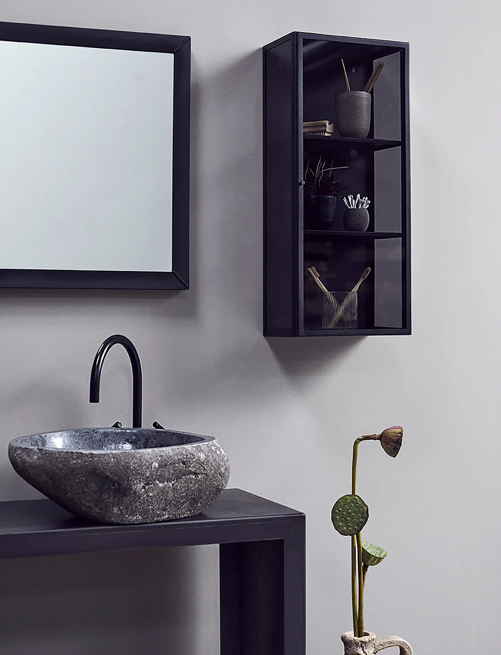 Muubs - Cabinet Atlanta S - Black w/grey glass - nach preis einkaufen - black/smoked glass - 4