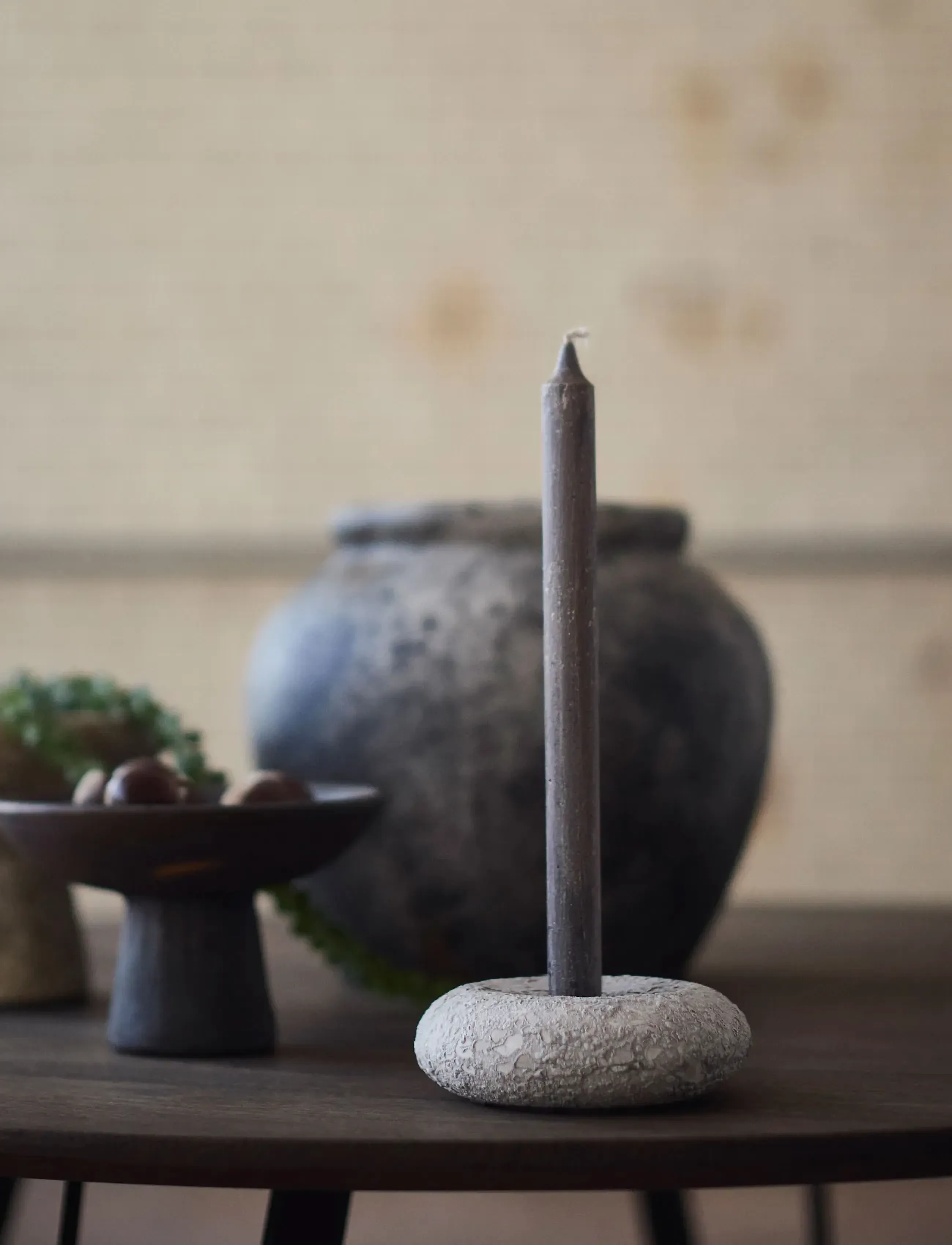 Muubs Candleholder Luna - Grey, One Size, Grey, Lysestager & Lanterner > Lysestager, Unisex