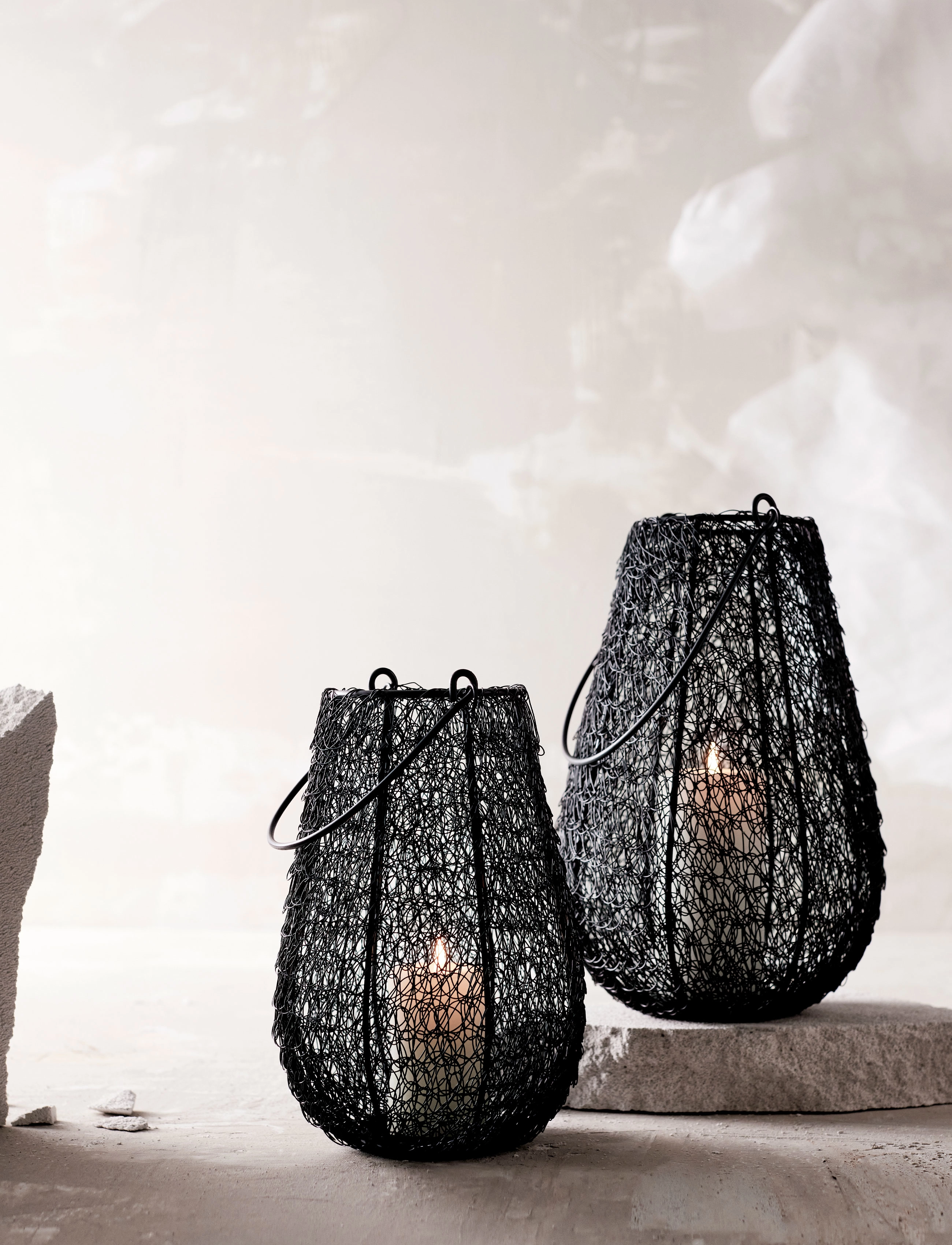 Muubs Kumo L, 21X21X30 cm, Candlesticks & Tealight Holders, Schwarz - Indoor Lanterns, Homeware