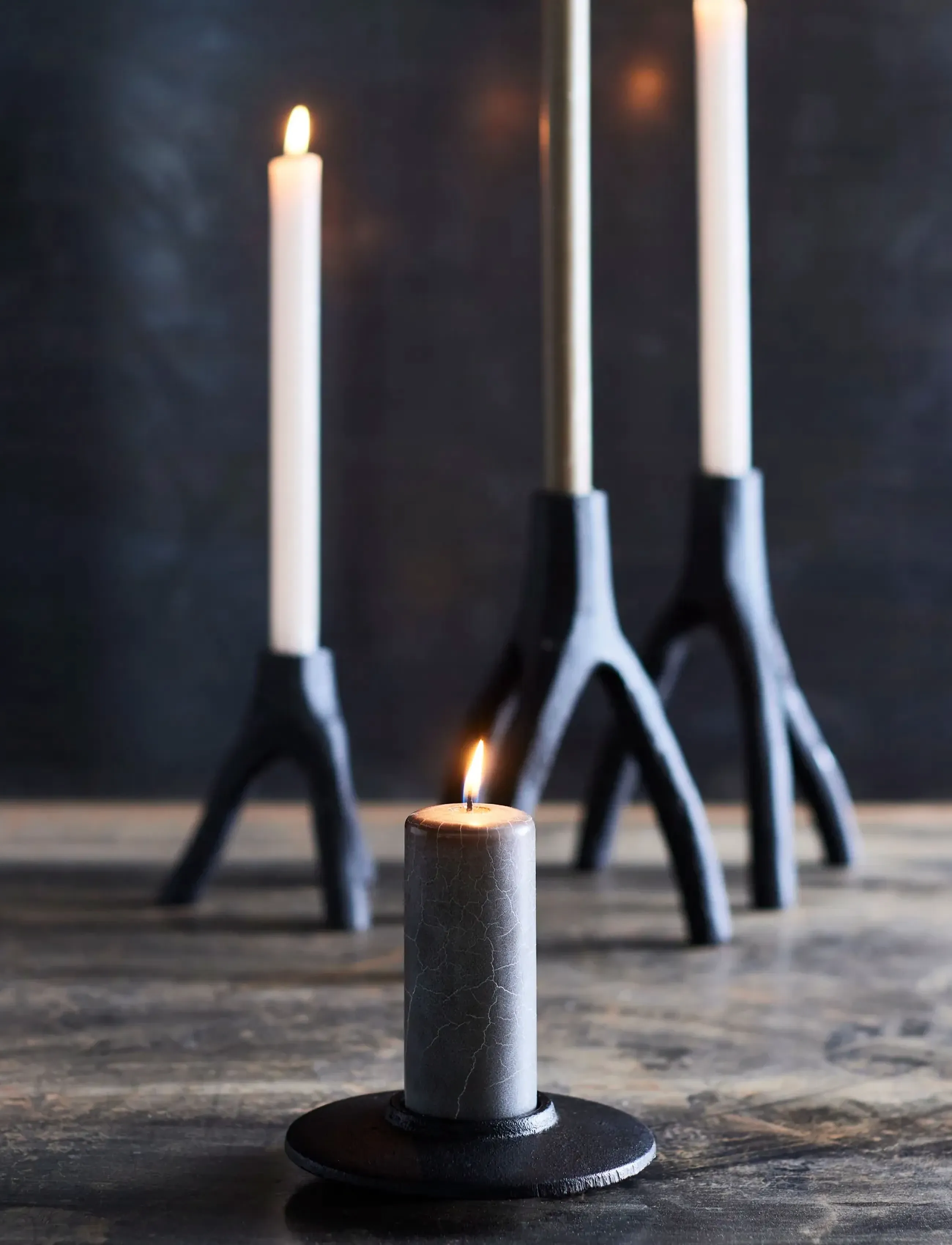 Muubs Aion Fyrfadsstage, One Size, Candlesticks & Lanterns, Schwarz - Tealight Holders, Homeware