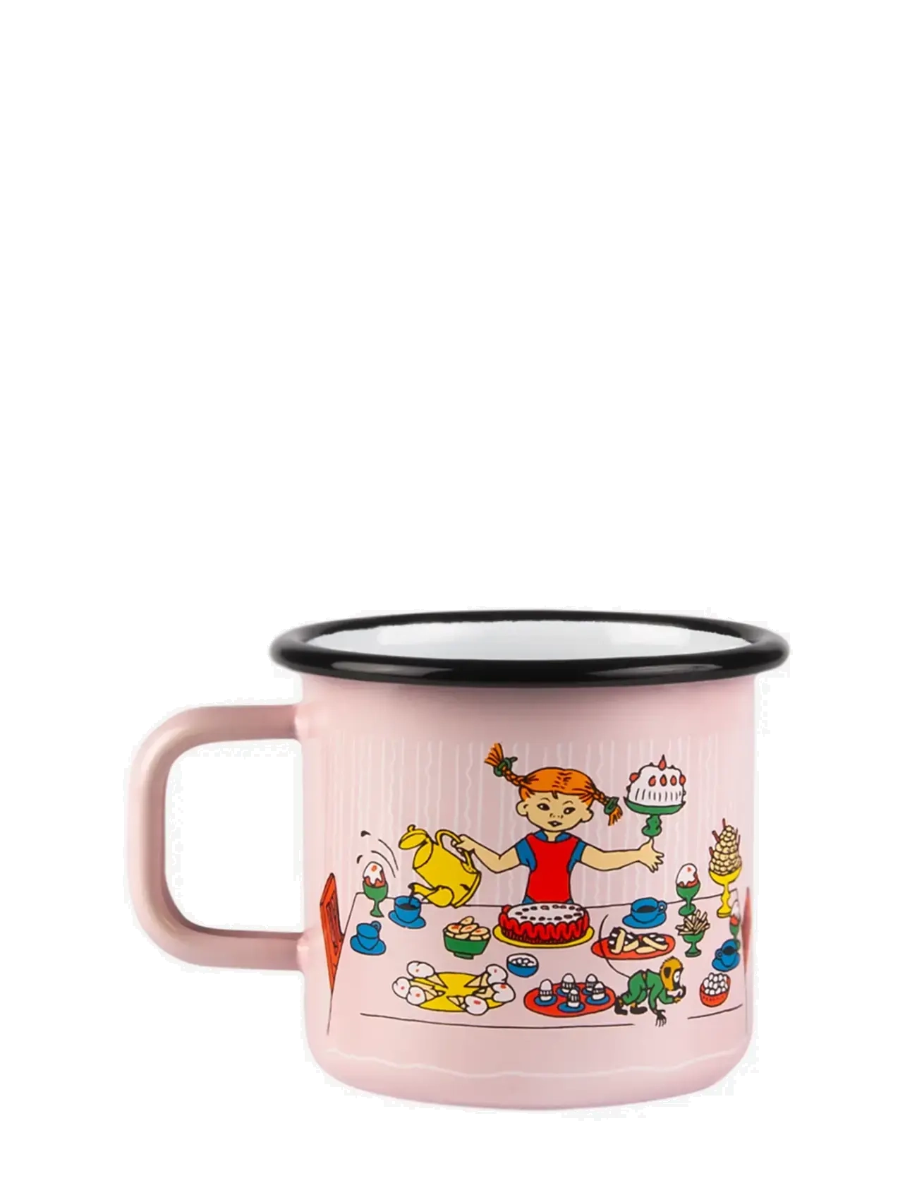 Pippi Långstrump - Emaljmugg 3,7dl Pippis födelsedag - koppar & muggar - pink - 1
