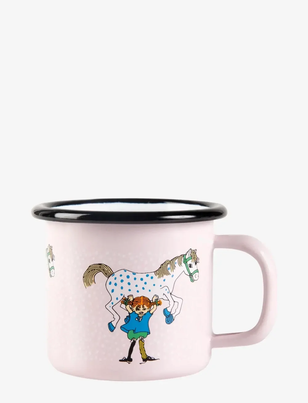 Pippi Langstrumpf - Enamel mug 1,5dl Pippi and the Horse - tassen & becher - pink - 1