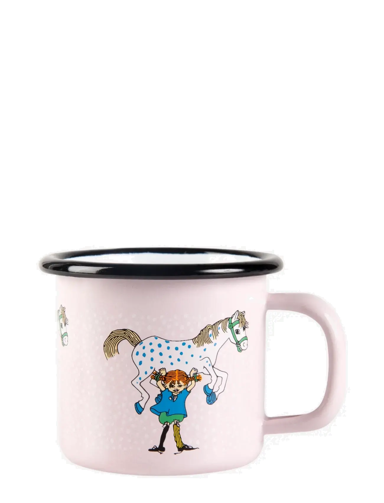 Muurla Enamel mug 1,5dl Pippi and the Horse - Pippi Langstrumpf - PINK / pink/rose