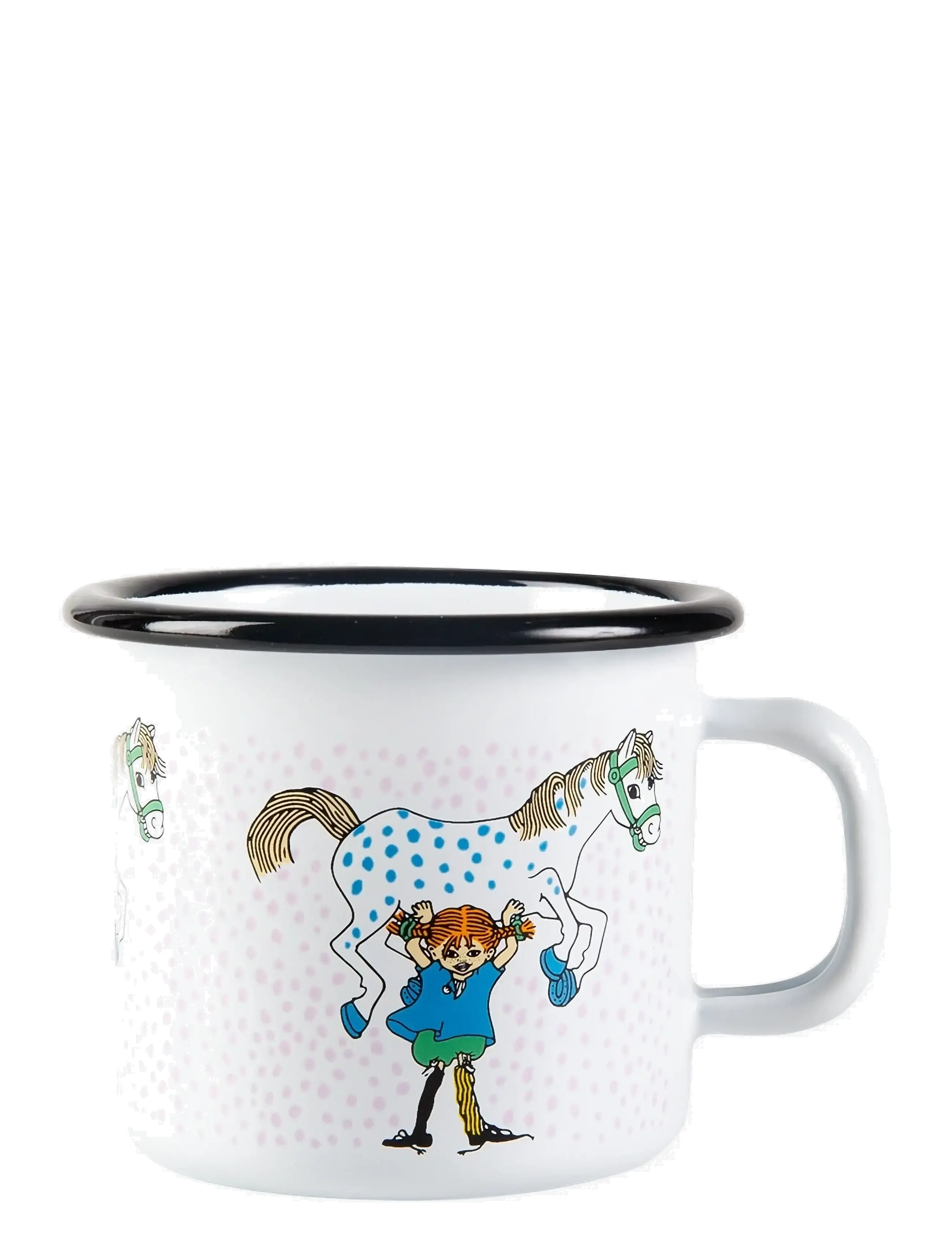 Pipi Pikksukk Enamel mug 2,5 dl Pippi and the Horse - Lastetuba - WHITE / white