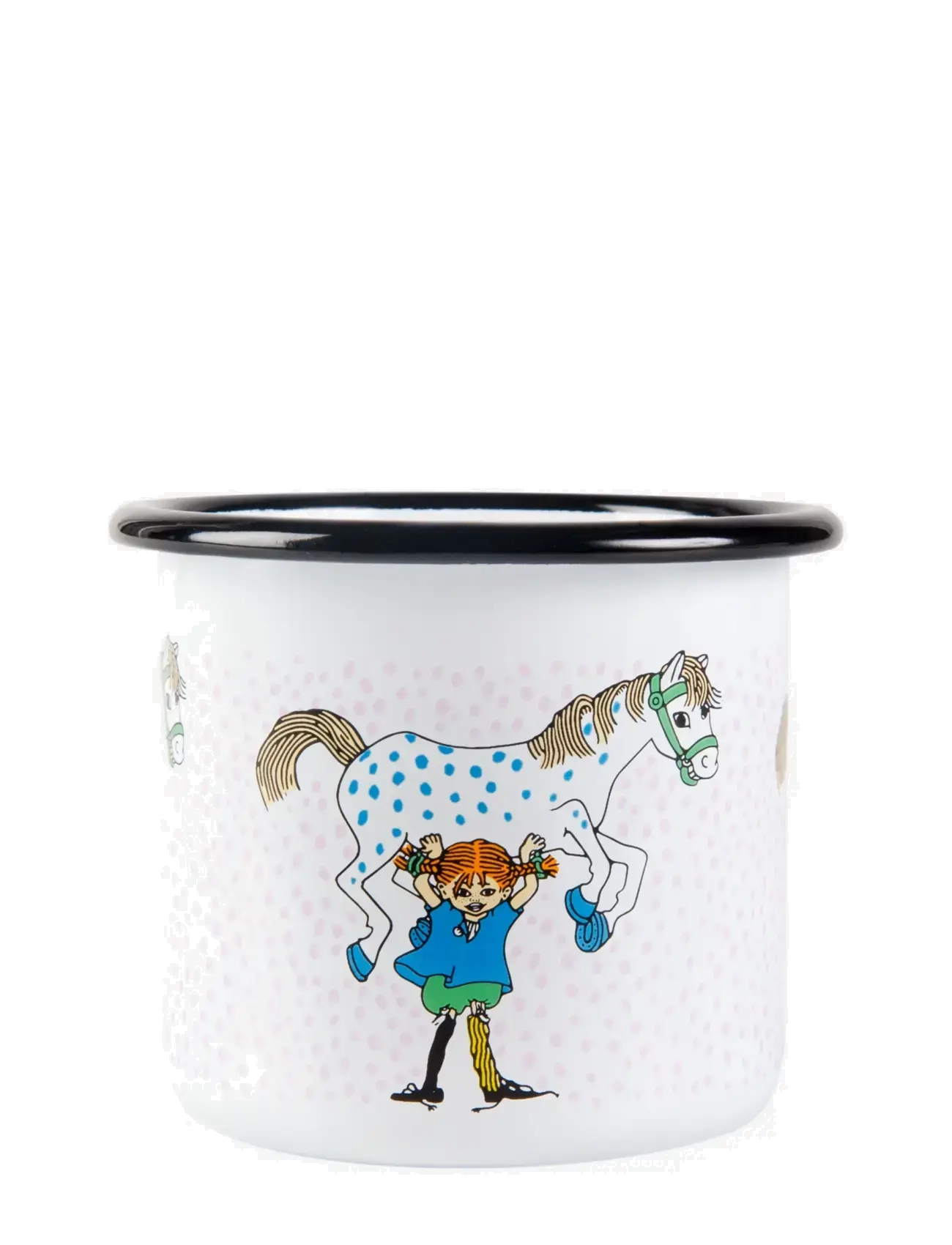Pippi Langstrømpe - Enamel mug 2,5 dl Pippi and the Horse - krus & kopper - white - 2