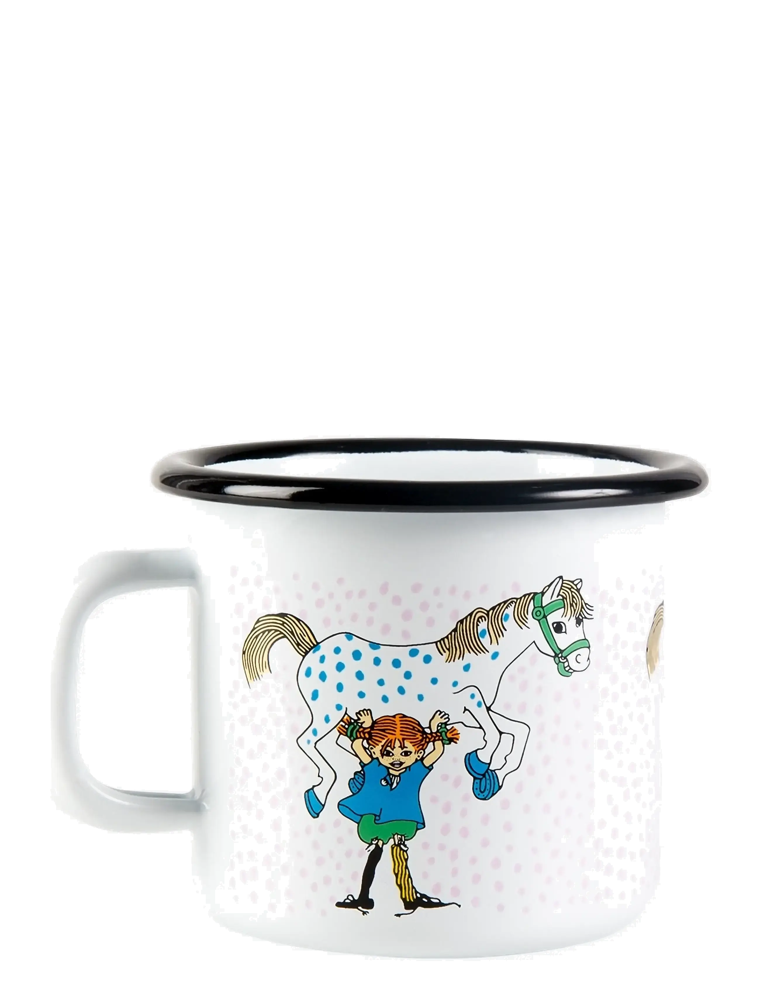 Pippi Langstrømpe - Enamel mug 2,5 dl Pippi and the Horse - krus & kopper - white - 3