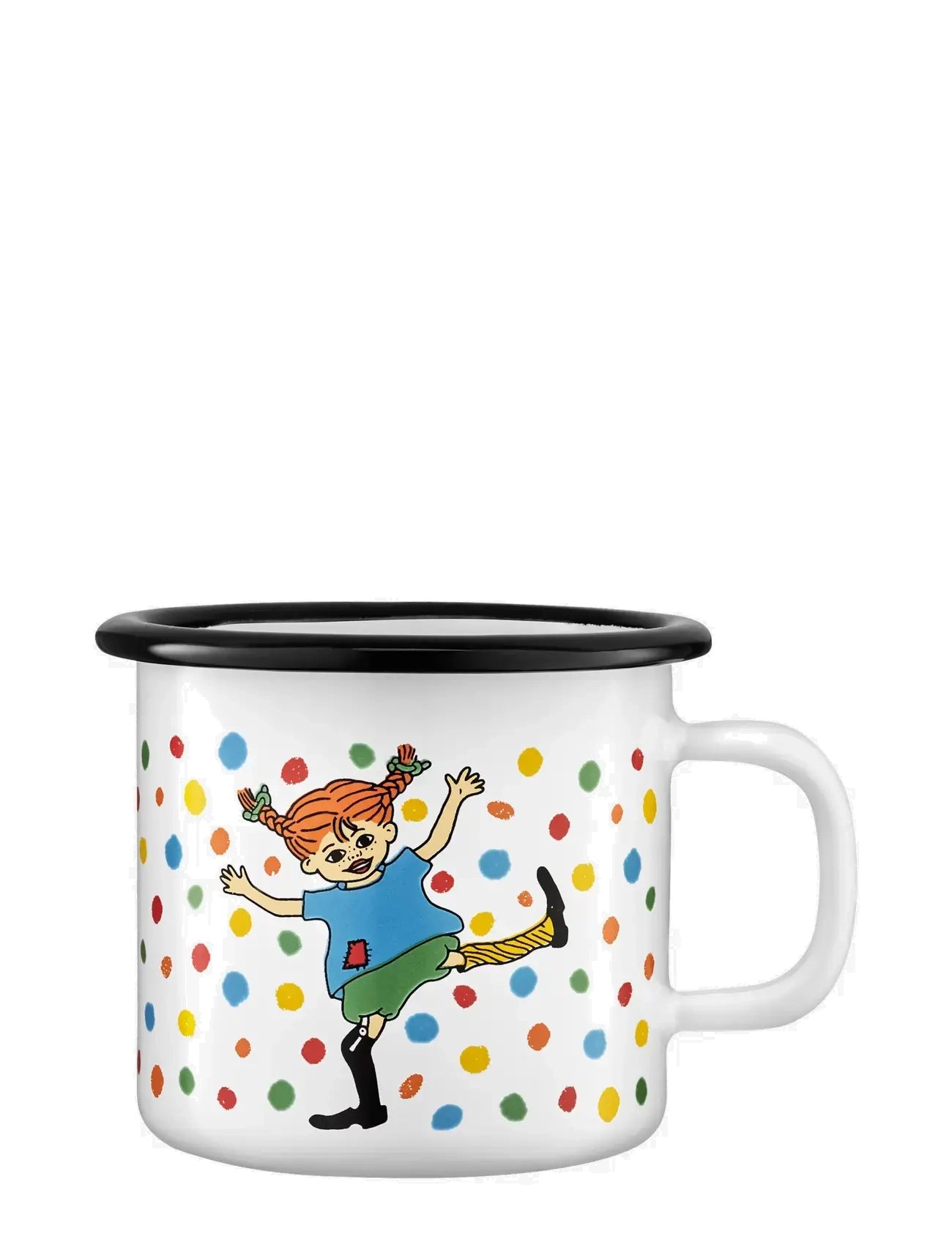 Pippi Langstrømpe Emaljekrus 2,5 Dl Hoppsansa, 25 CL, White, Kopper & Krus > Kopper, Børn