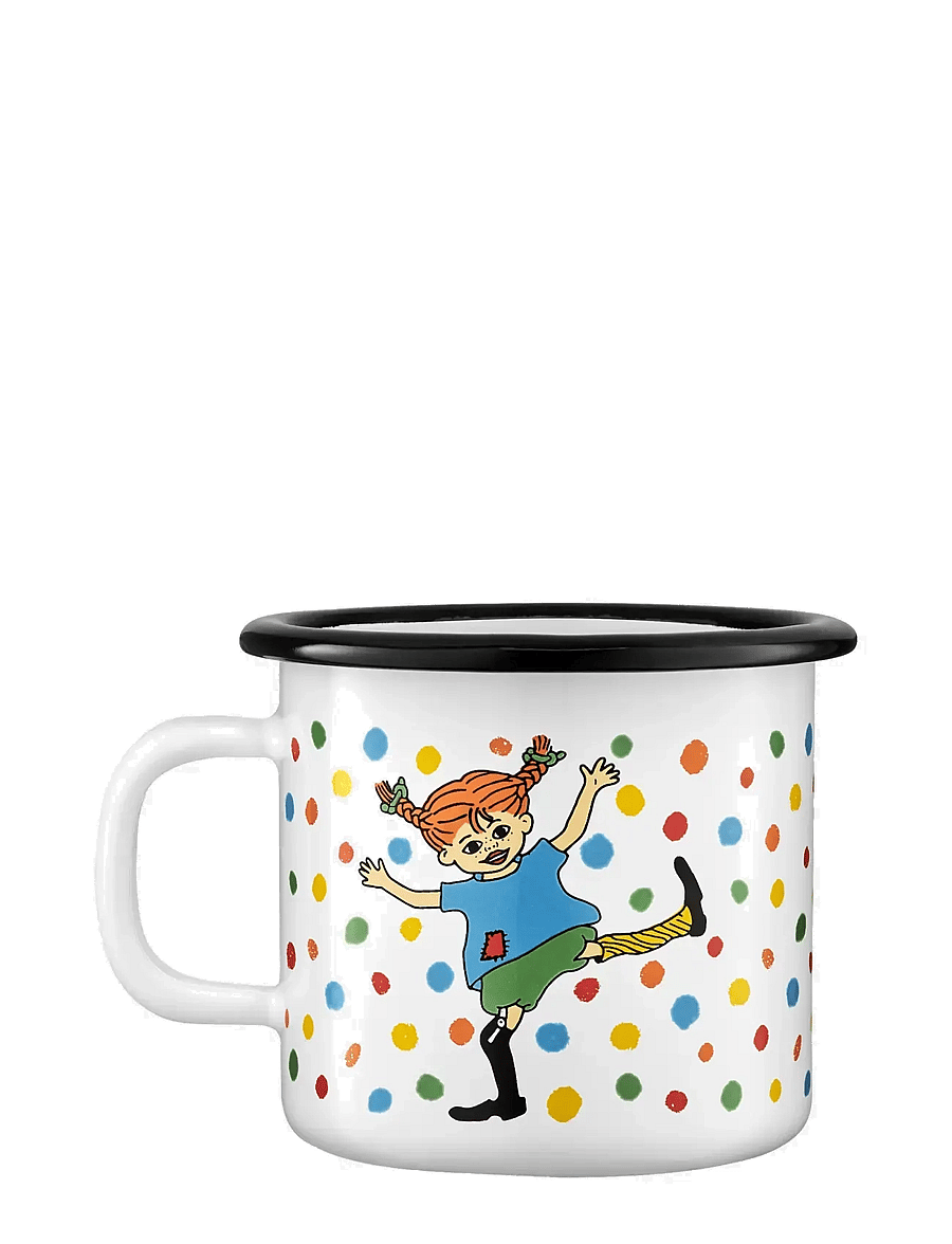 Pippi Langstrumpf - Enamel mug 2,5dl Hoppsansa - tassen & becher - white - 1