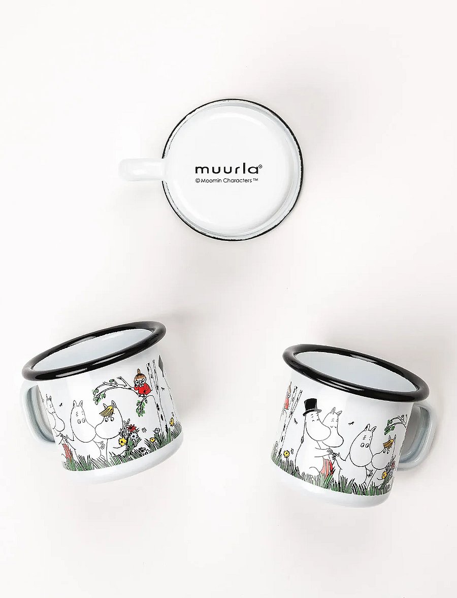 Muurla - Moomin enamel mug 15cl Happy Family - white - 2