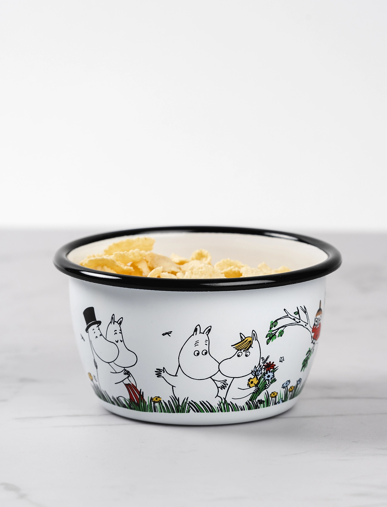 Moomin - Moomin enamel bowl 0.3l Happy Family - laveste priser - white - 1