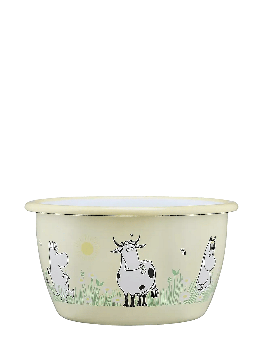 Muurla - Moomin enamel bowl Meadow 3dl - yellow - 0