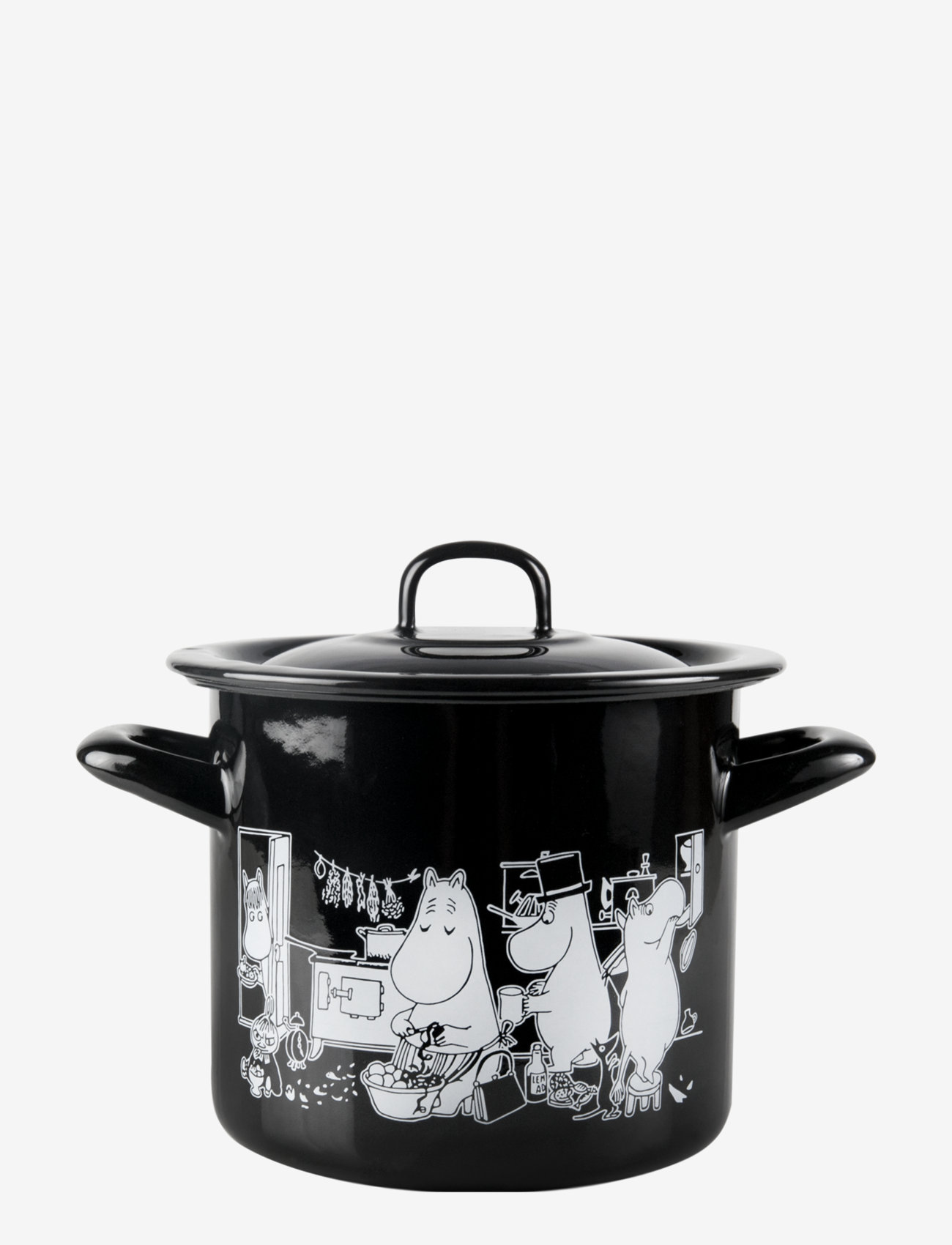 Moomin - Moomin enamel pot with lid 1,5l - laagste prijzen - black - 0