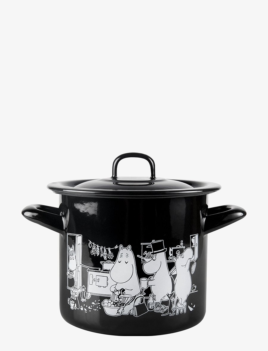 Muurla - Moomin enamel pot with lid 1,5l - black - 0