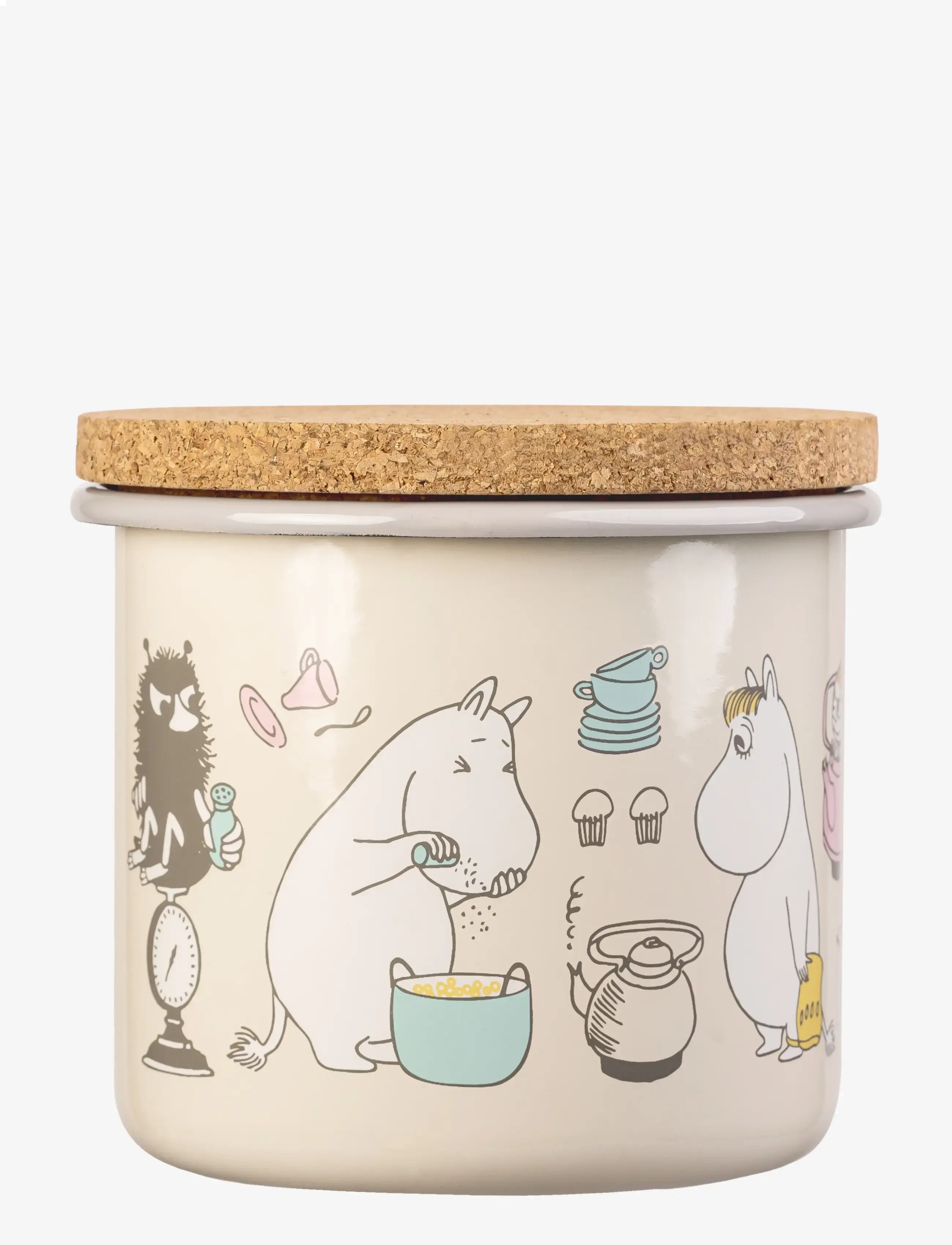 MUURLA Emaljedåse 1,3 L Med Korklåg, Bon Appétit Cream - 1.3 L - Kinder