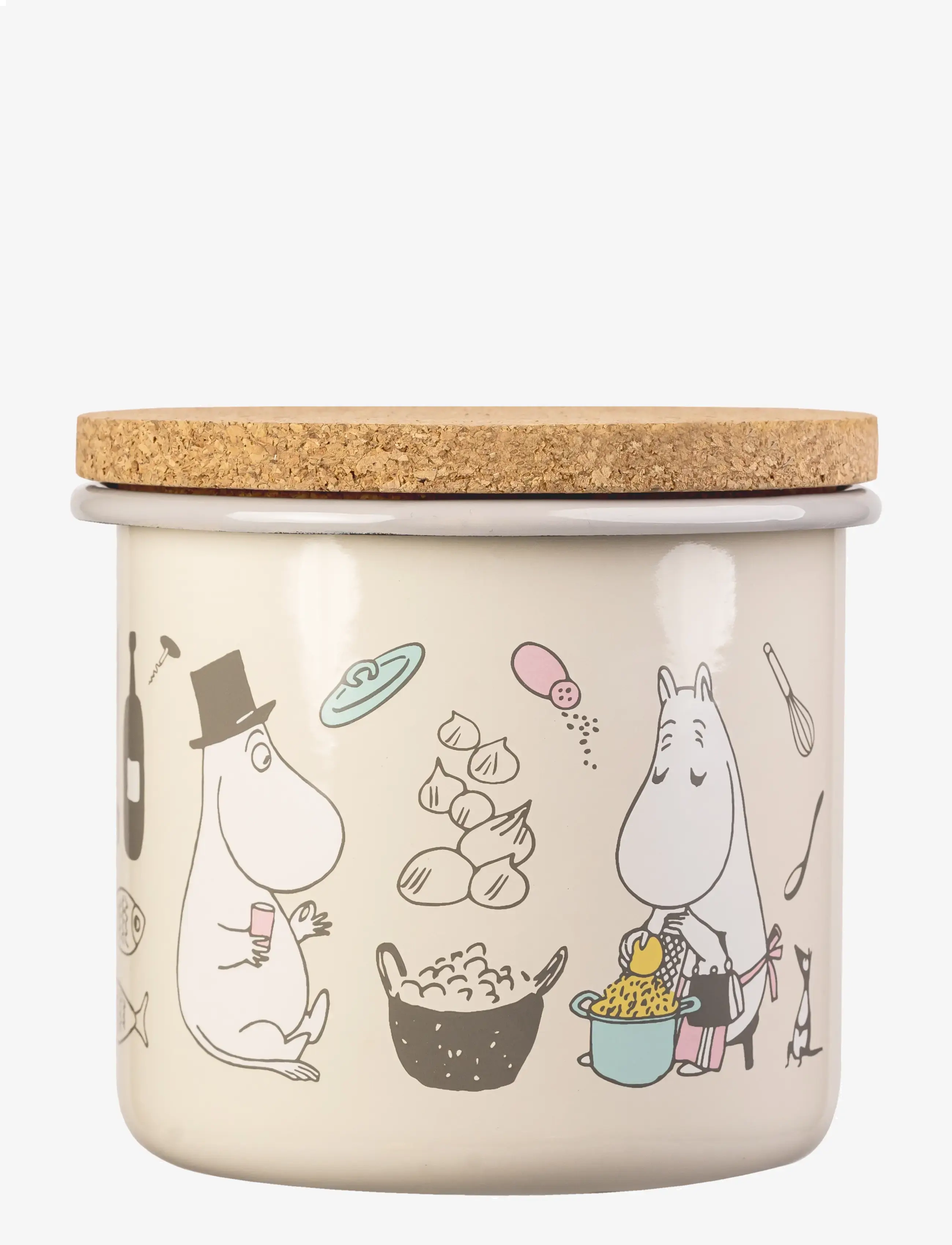 Muminukas - Moomin enamel jar 1.3l Bon Appétit - kepimo - beige - 2