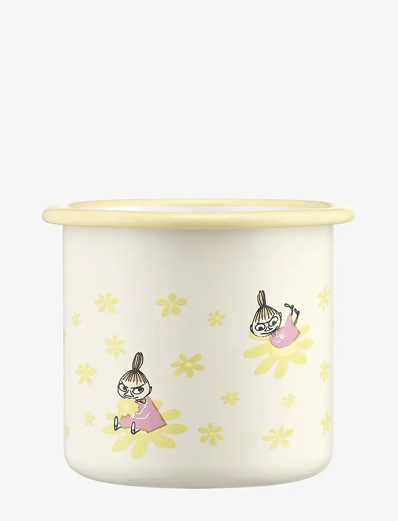 Muurla - Moomin enamel mug Flowers 3,7dl - coffee cups - beige - 3