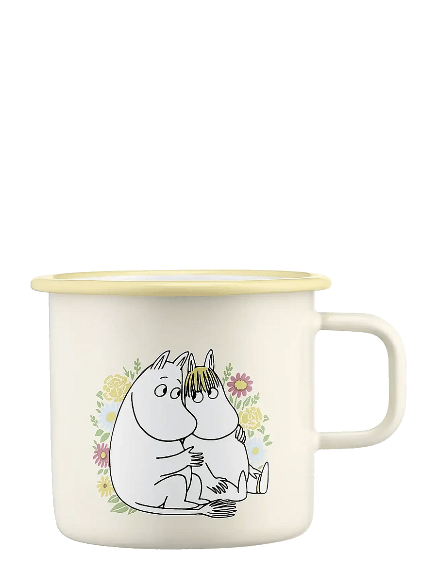 Muurla - Moomin enamel mug Flowers 5,5dl - kohvitassid - beige - 1