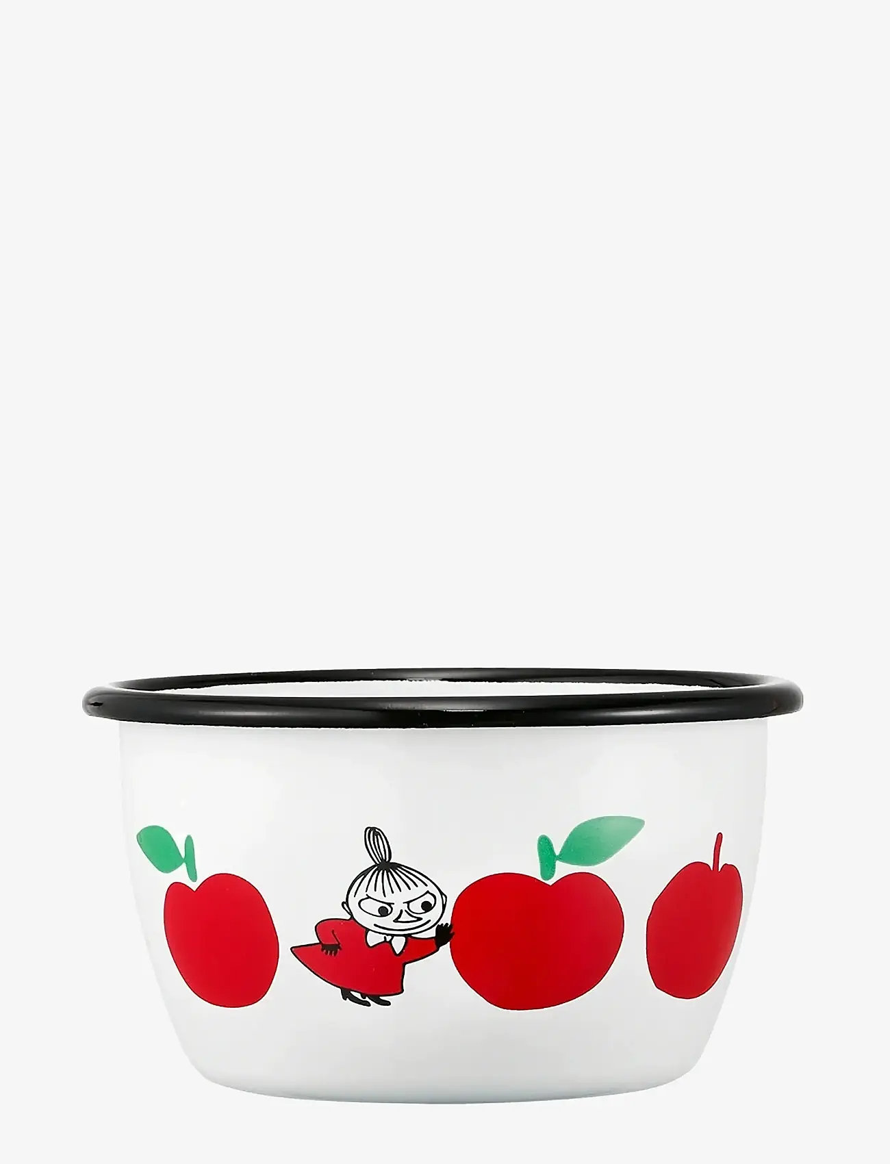 Muurla - Moomin enamel bowl Joyfull Apples 3dl red - servierschalen - white - 1