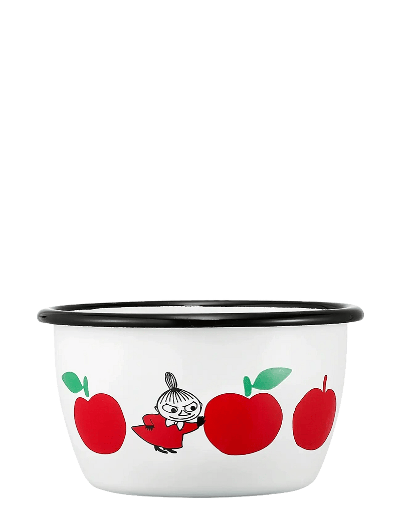 Muurla - Moomin enamel bowl Joyfull Apples 3dl red - servierschalen - white - 1