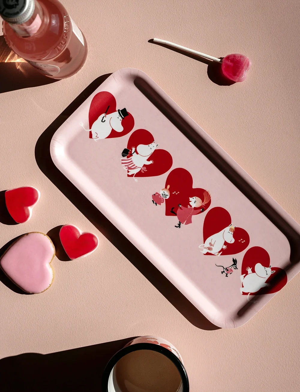 Muurla - Moomin tray Heart 27x13cm - kandikud - pink - 2